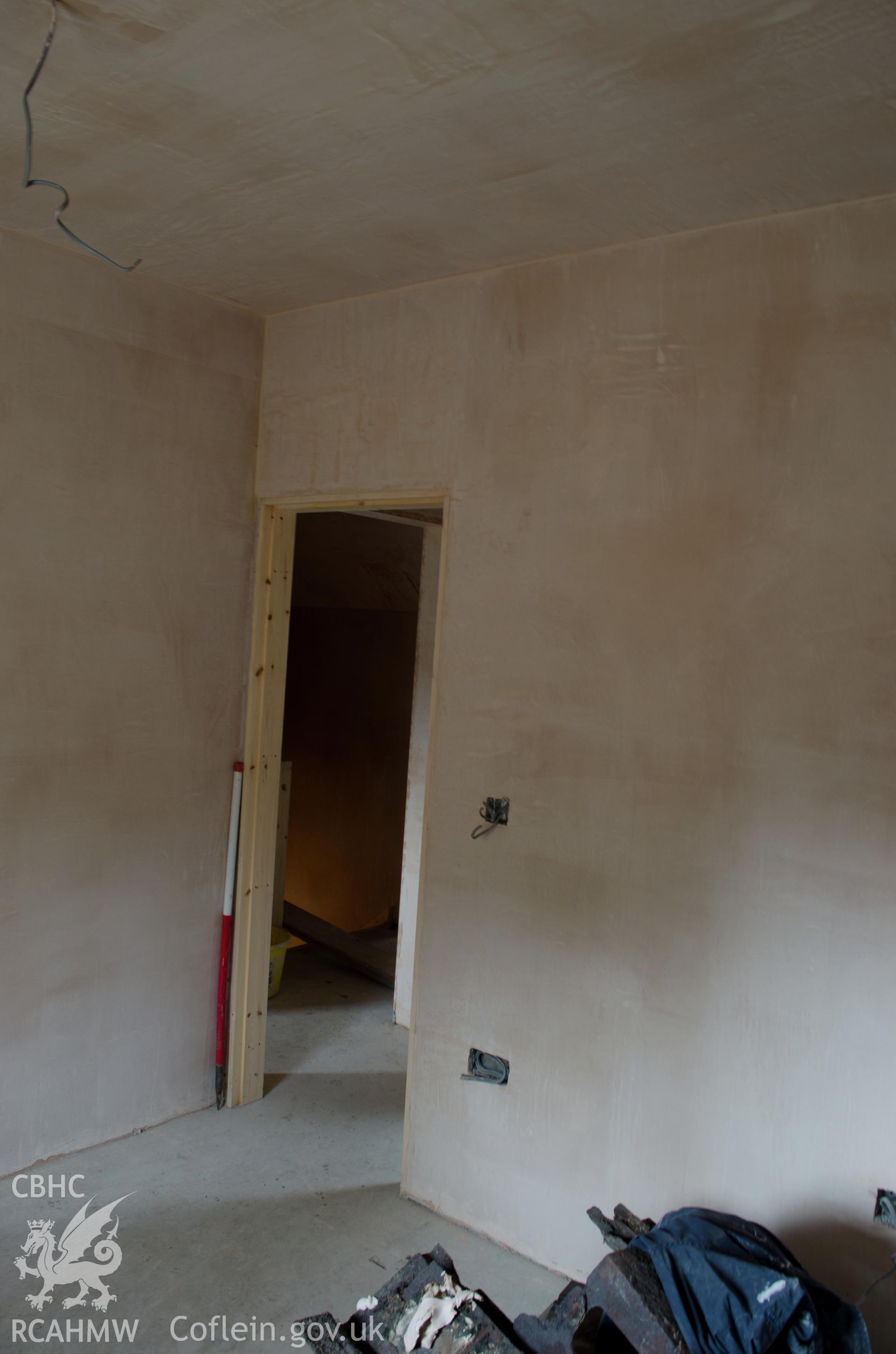 View from the north-east showing doorway of proposed front bedroom, at northern half of cottage, on first floor..