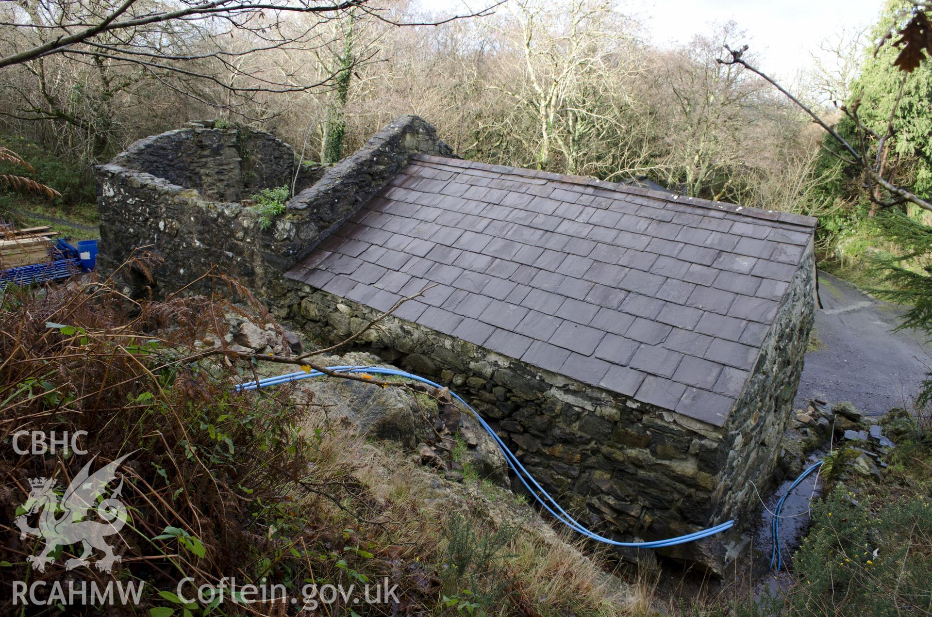 View from east showing south-east elevation, taken by Jessica Davidson, Gwynedd Archaeological Trust 8th Jan 2016.