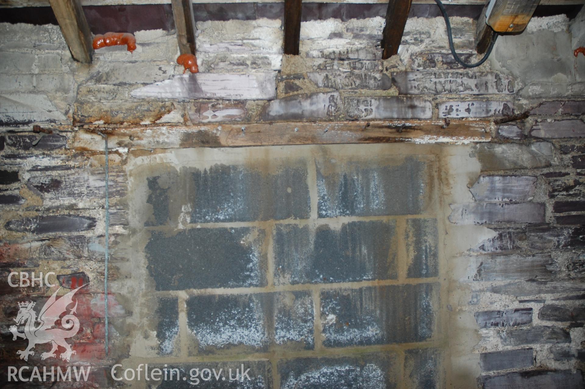 Colour digital photograph showing features, including a blocked door in a building at Pen Yr Orsedd Quarry.