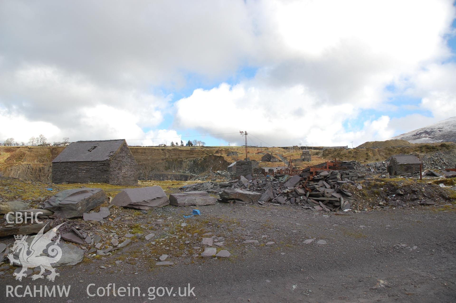 Colour digital photograph showing a general view of Pen Yr Orsedd Quarry.