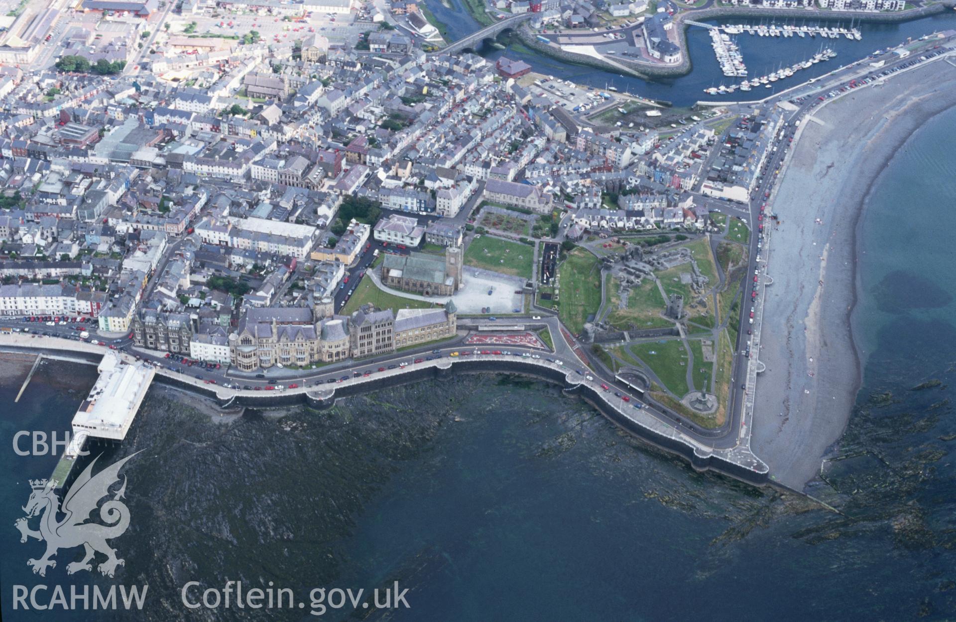 Slide of RCAHMW colour oblique aerial photograph of Aberystwyth, taken by T.G. Driver, 23/7/2000.