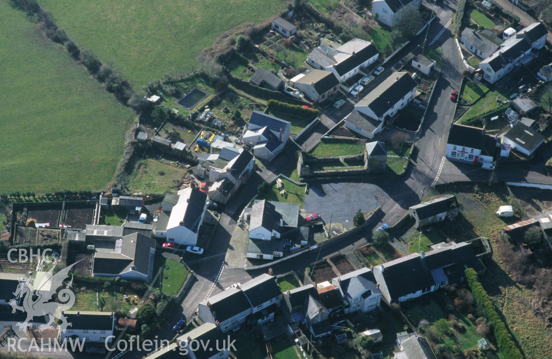 Slide of RCAHMW colour oblique aerial photograph of Llanybri, taken by C.R. Musson, 15/2/1997.