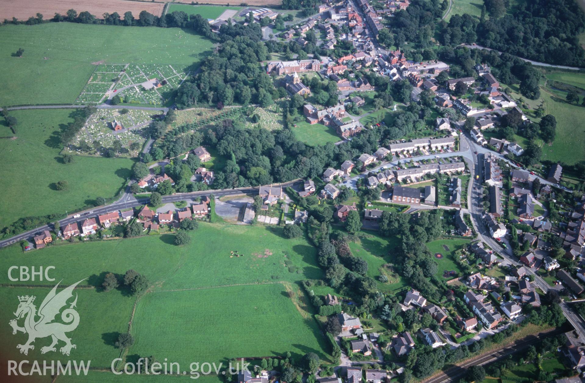 Slide of RCAHMW colour oblique aerial photograph of Hawarden, taken by T.G. Driver, 30/8/2000.
