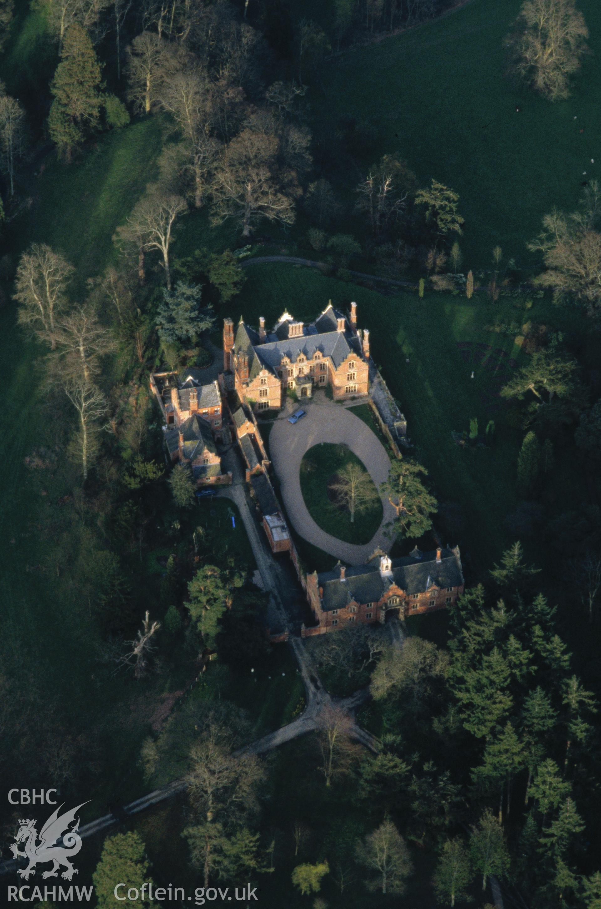 Slide of RCAHMW colour oblique aerial photograph of Vaynor Park, taken by C.R. Musson, 12/4/1993.
