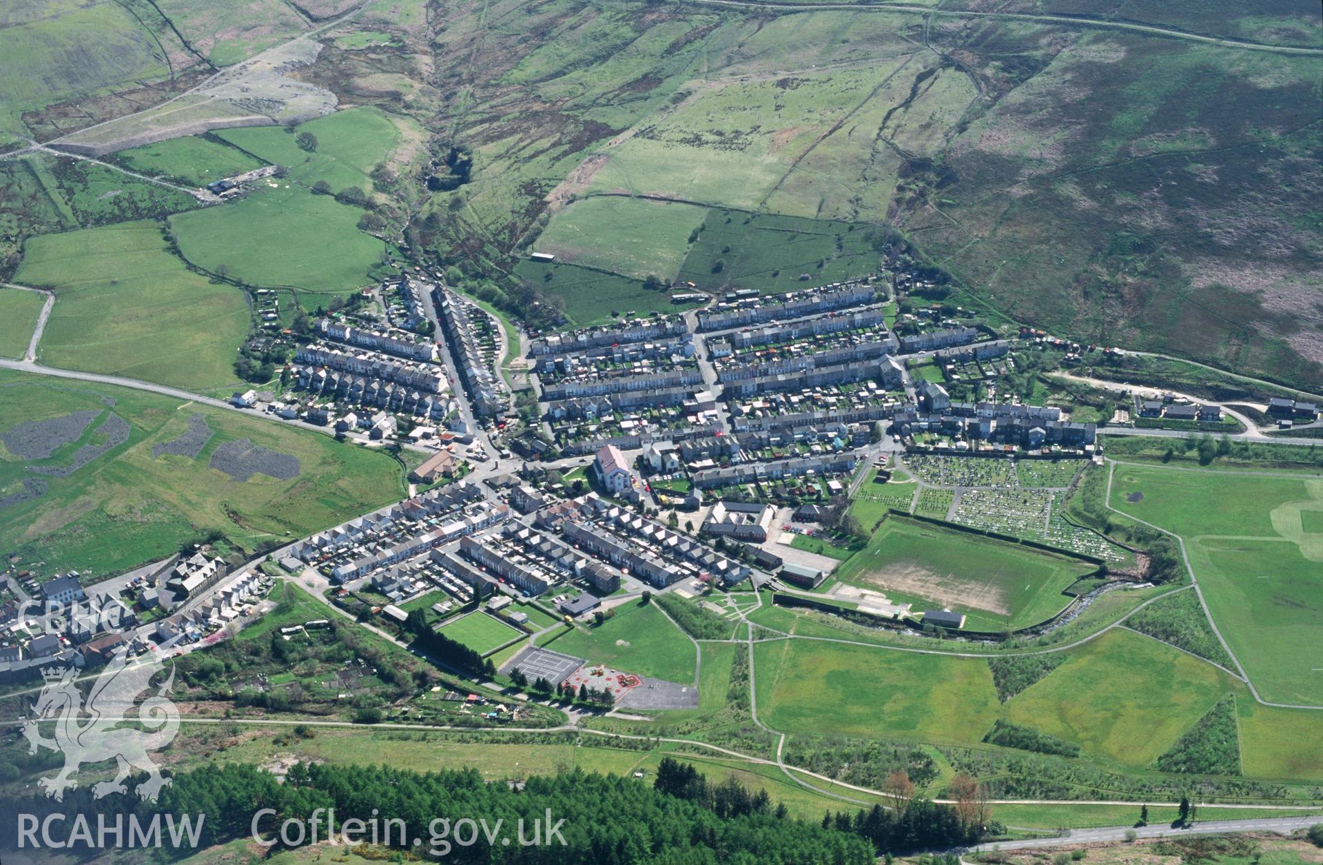 Slide of RCAHMW colour oblique aerial photograph of Price Town Village, taken by T.G. Driver, 1/5/1998.