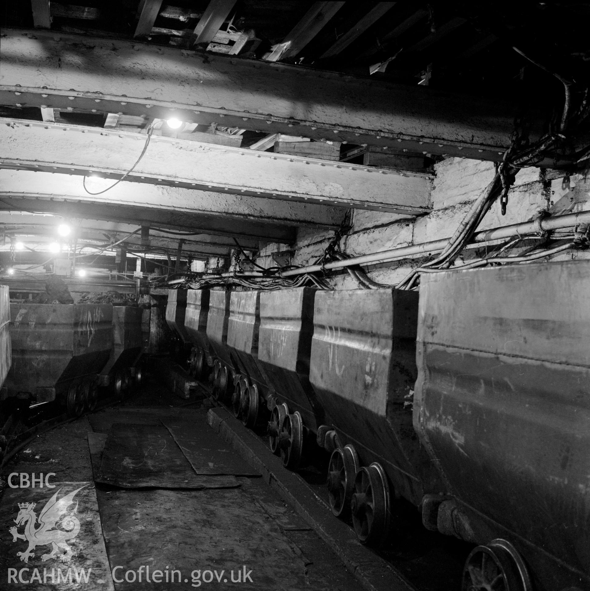 North Celynen Colliery. Empty trams at pit bottom (Cornwell ref: 23). NA/MM/91/121e