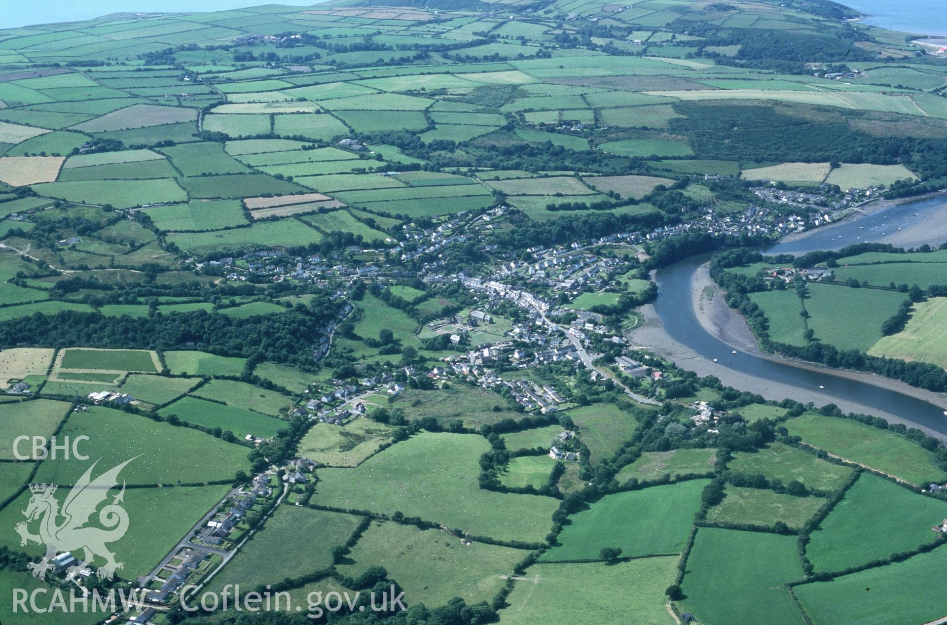 Slide of RCAHMW colour oblique aerial photograph of St Dogmaels, taken by T.G. Driver, 29/6/1999.