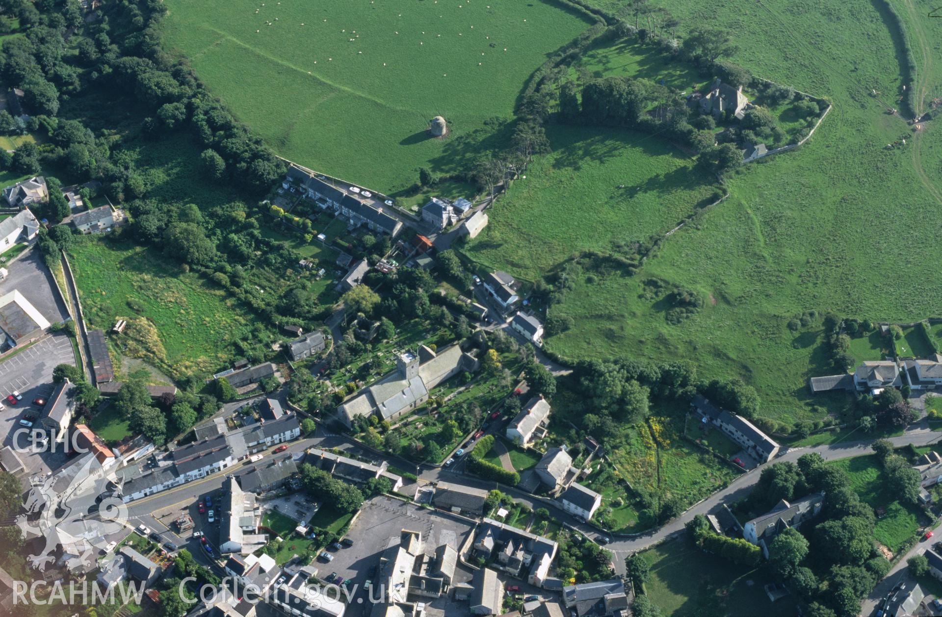 Slide of RCAHMW colour oblique aerial photograph of Llantwit Major, taken by T.G. Driver, 5/8/1998.