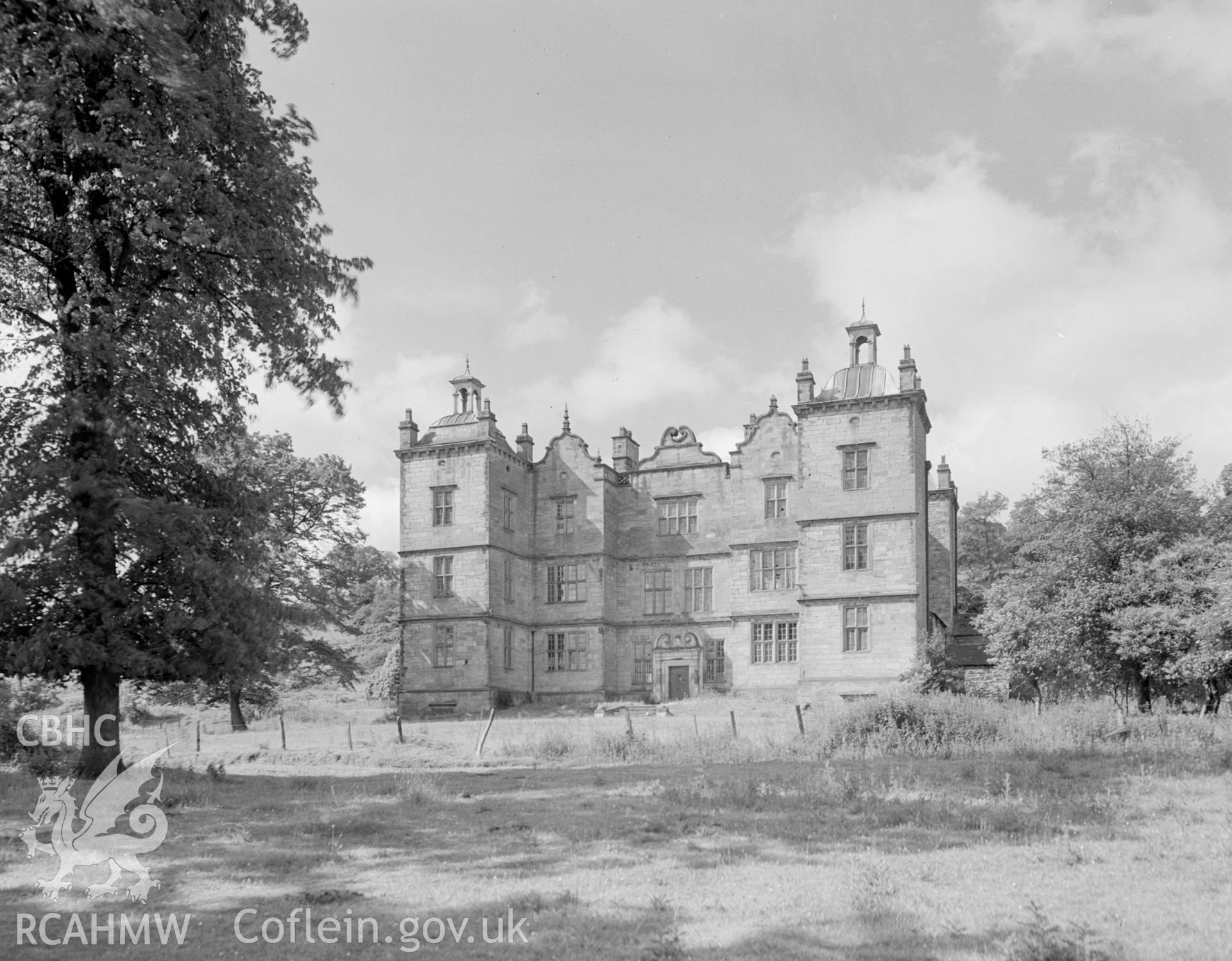 A photograph of Plas Teg, a three storey Jacobean house built in 1610.