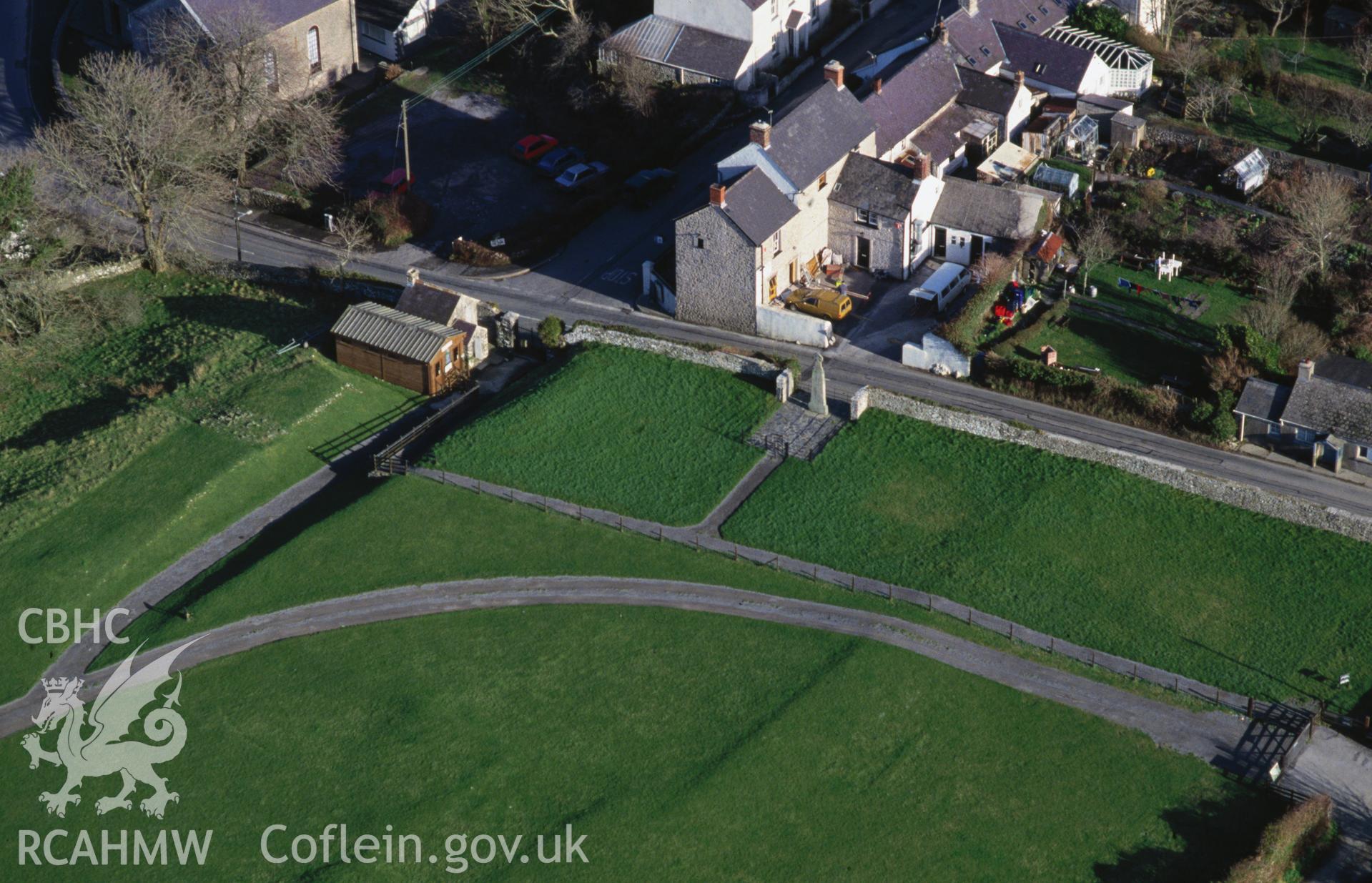 RCAHMW colour slide oblique aerial photograph of Carew High Cross, Carew, taken by C.R. Musson, 28/01/94