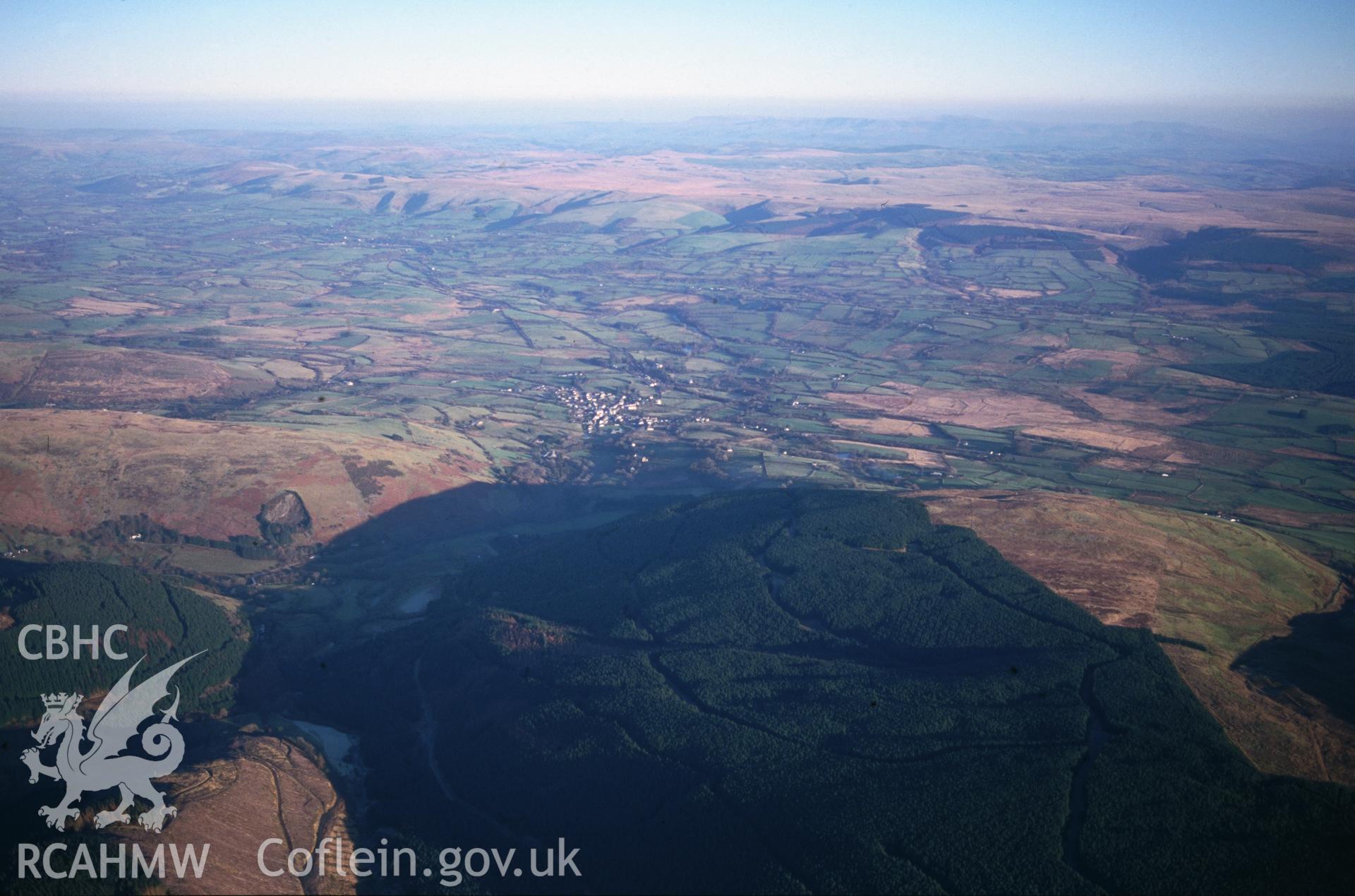 Slide of RCAHMW colour oblique aerial photograph of Llanwrtyd Wells, taken by T.G. Driver, 9/2/2001.