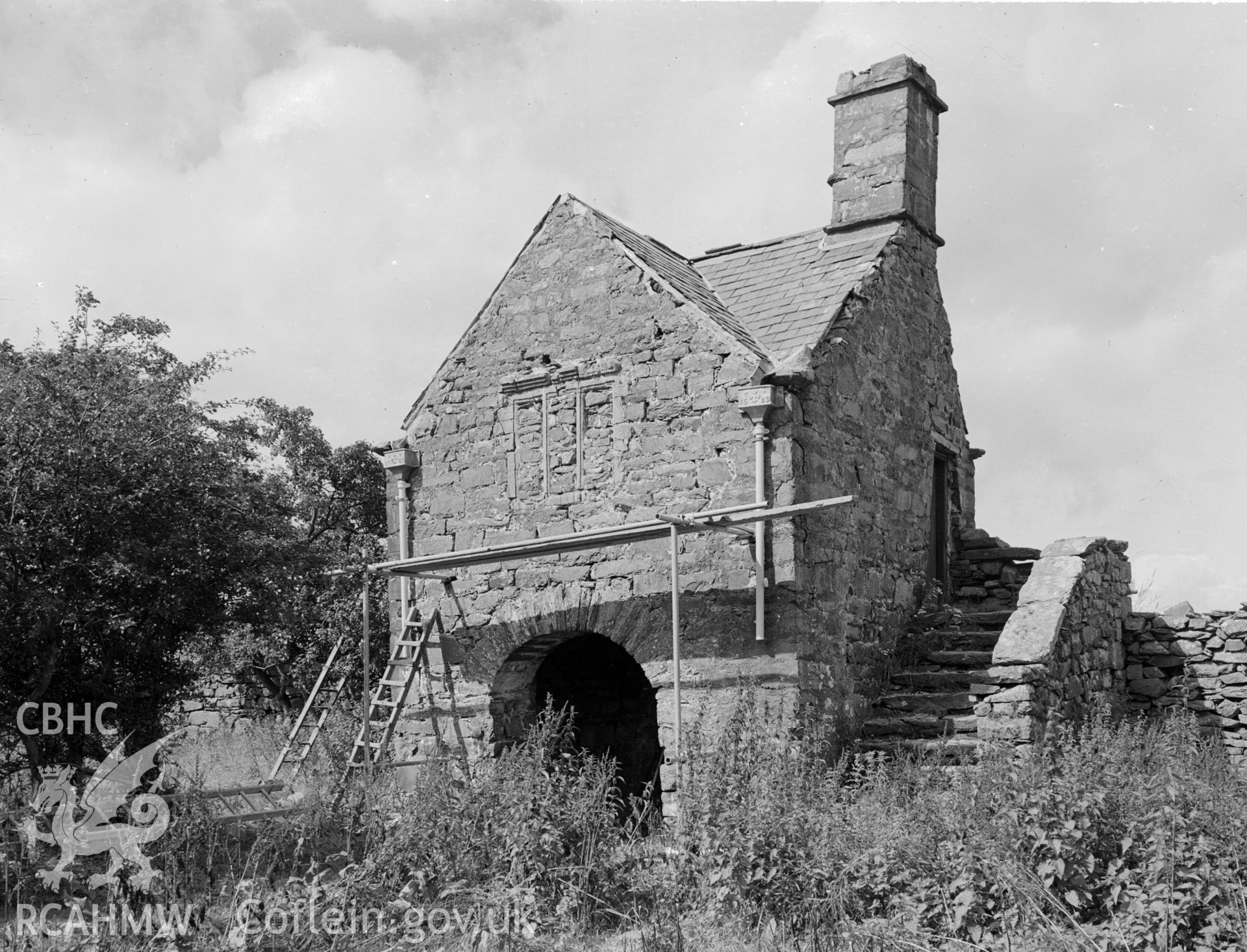 The back of the Gatehouse, showing the stone steps up to the house entrance.