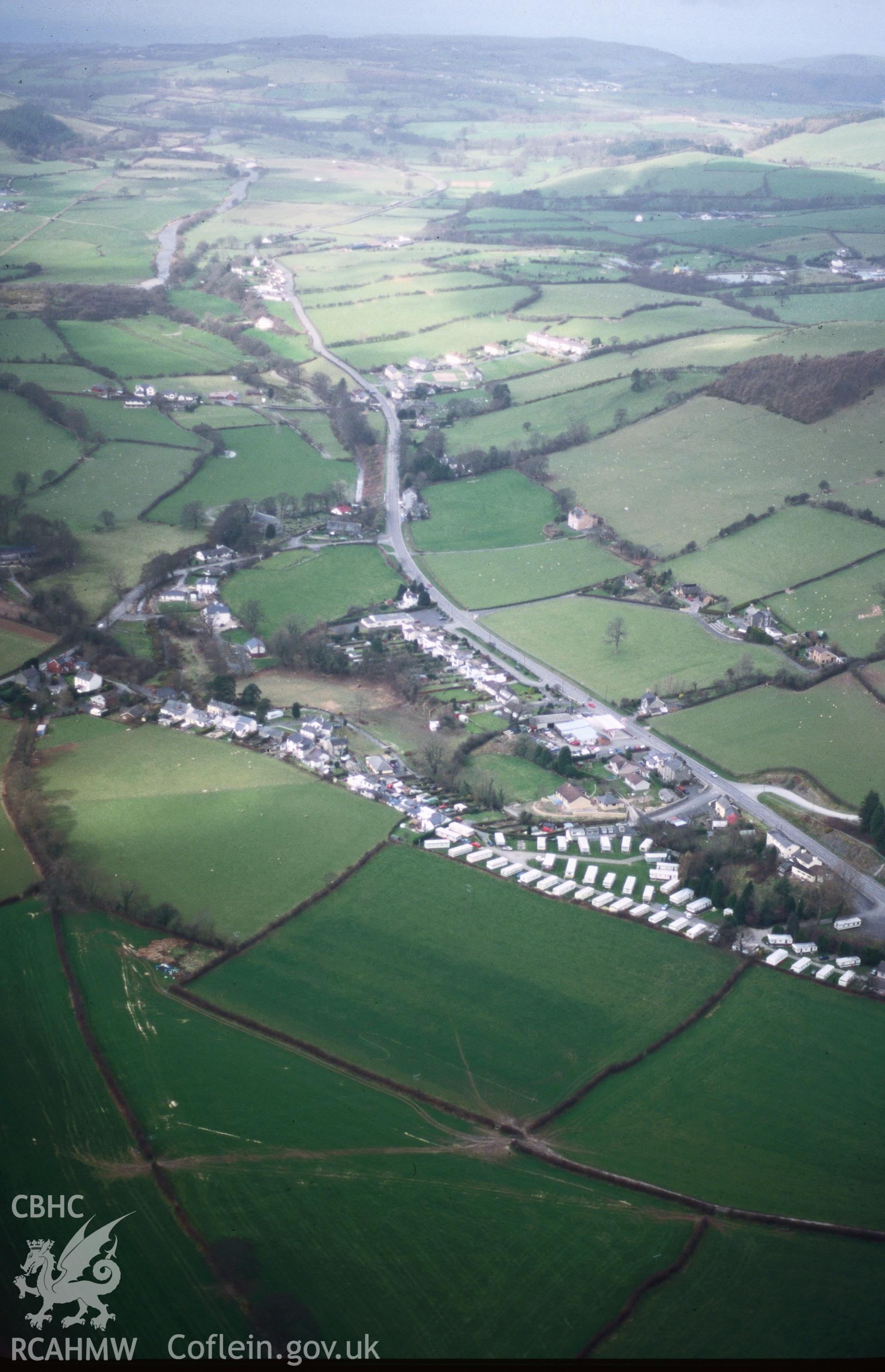 Slide of RCAHMW colour oblique aerial photograph of Capel Bangor, taken by T.G. Driver, 19/3/1999.