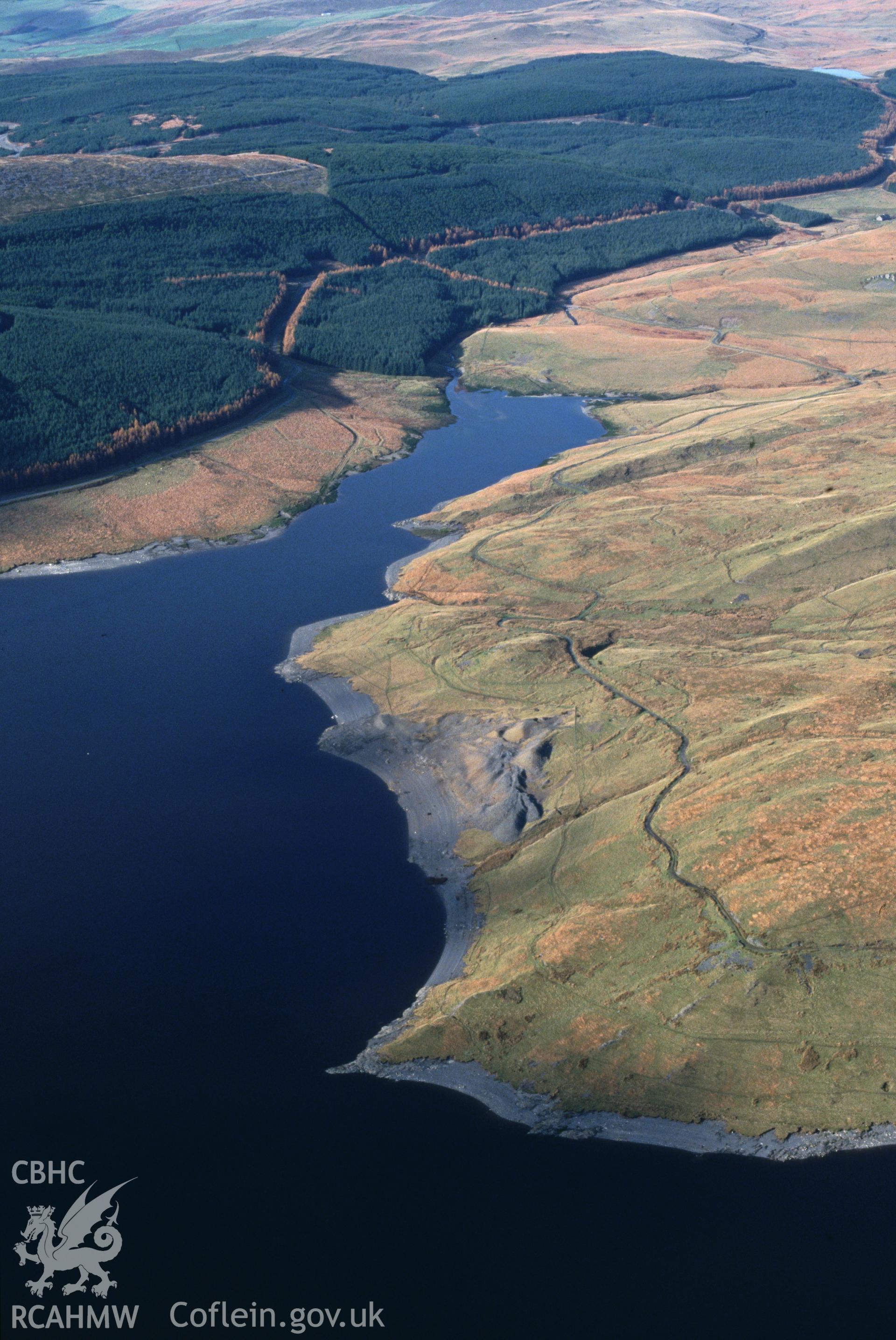 Slide of RCAHMW colour oblique aerial photograph of Bryn Yr Afr Mine, taken by C.R. Musson, 30/10/1992.