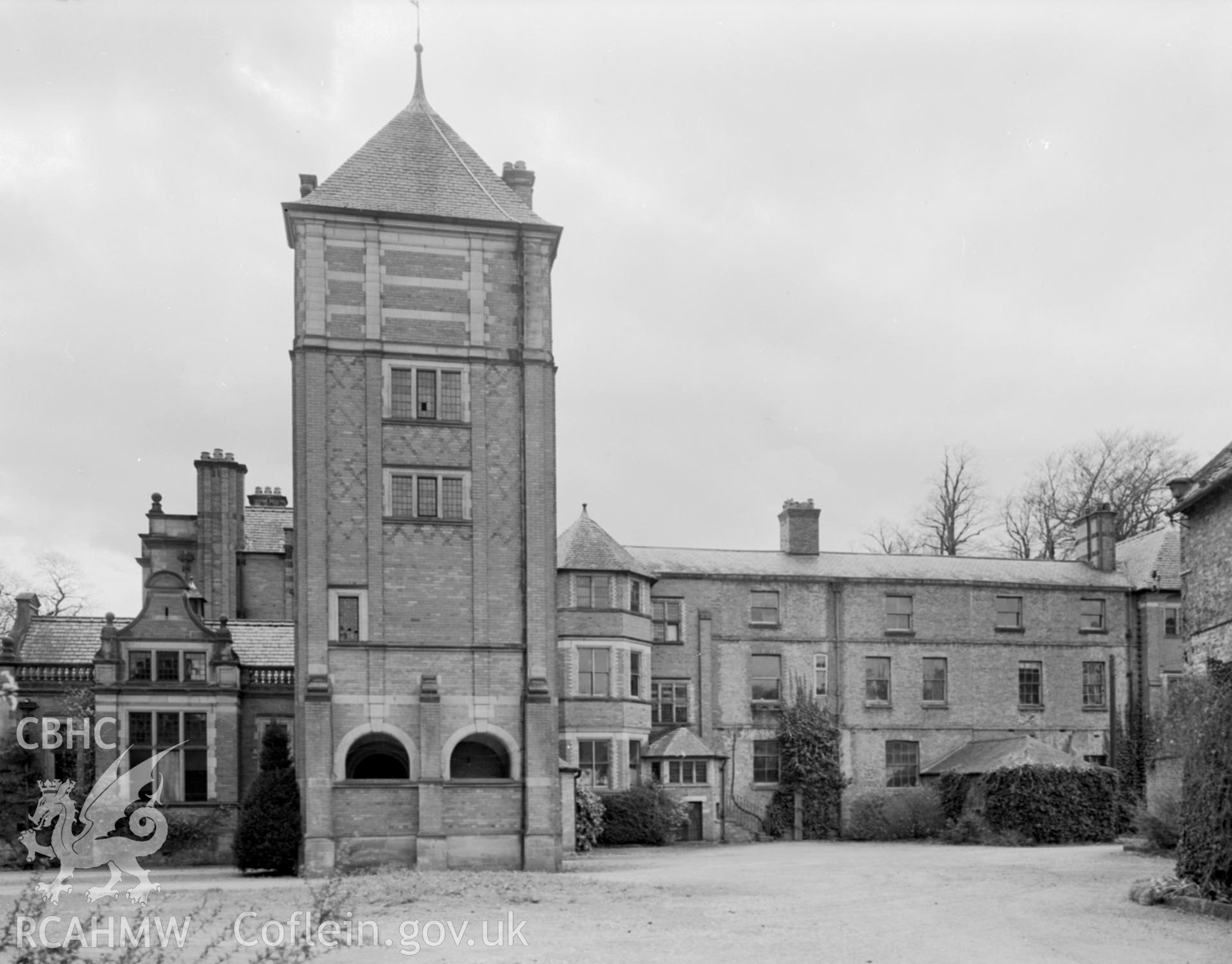 A view of the tower at Bryn y Pys.