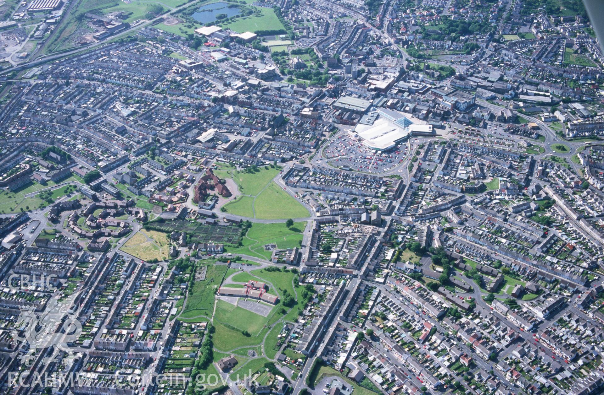 Slide of RCAHMW colour oblique aerial photograph of Llanelli, taken by T.G. Driver, 22/5/2000.