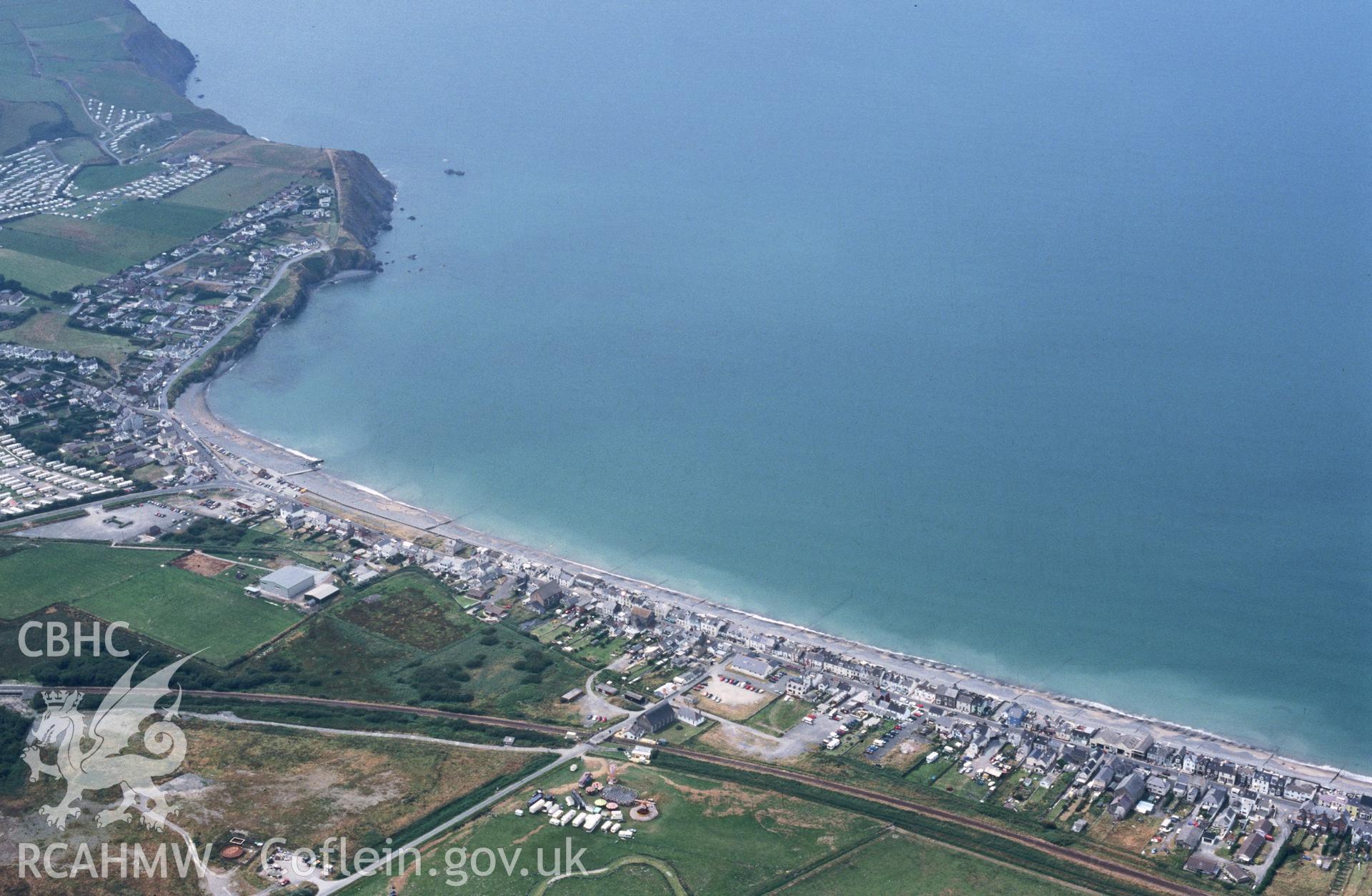 Slide of RCAHMW colour oblique aerial photograph of Borth, taken by T.G. Driver, 2/8/1999.