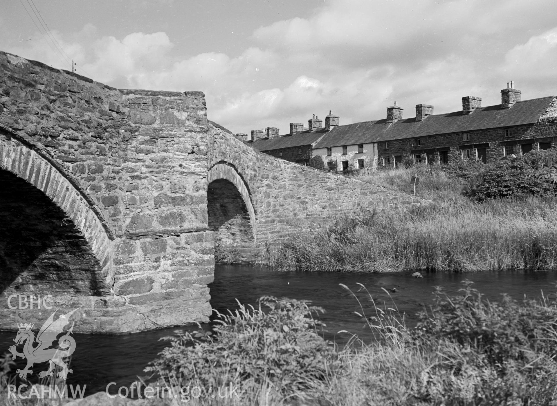 Black and white photographic survey of Pont Yspytty-ifan, Ysbyty Ifan, produced by George Bernard Mason as part of the National Buildings Record