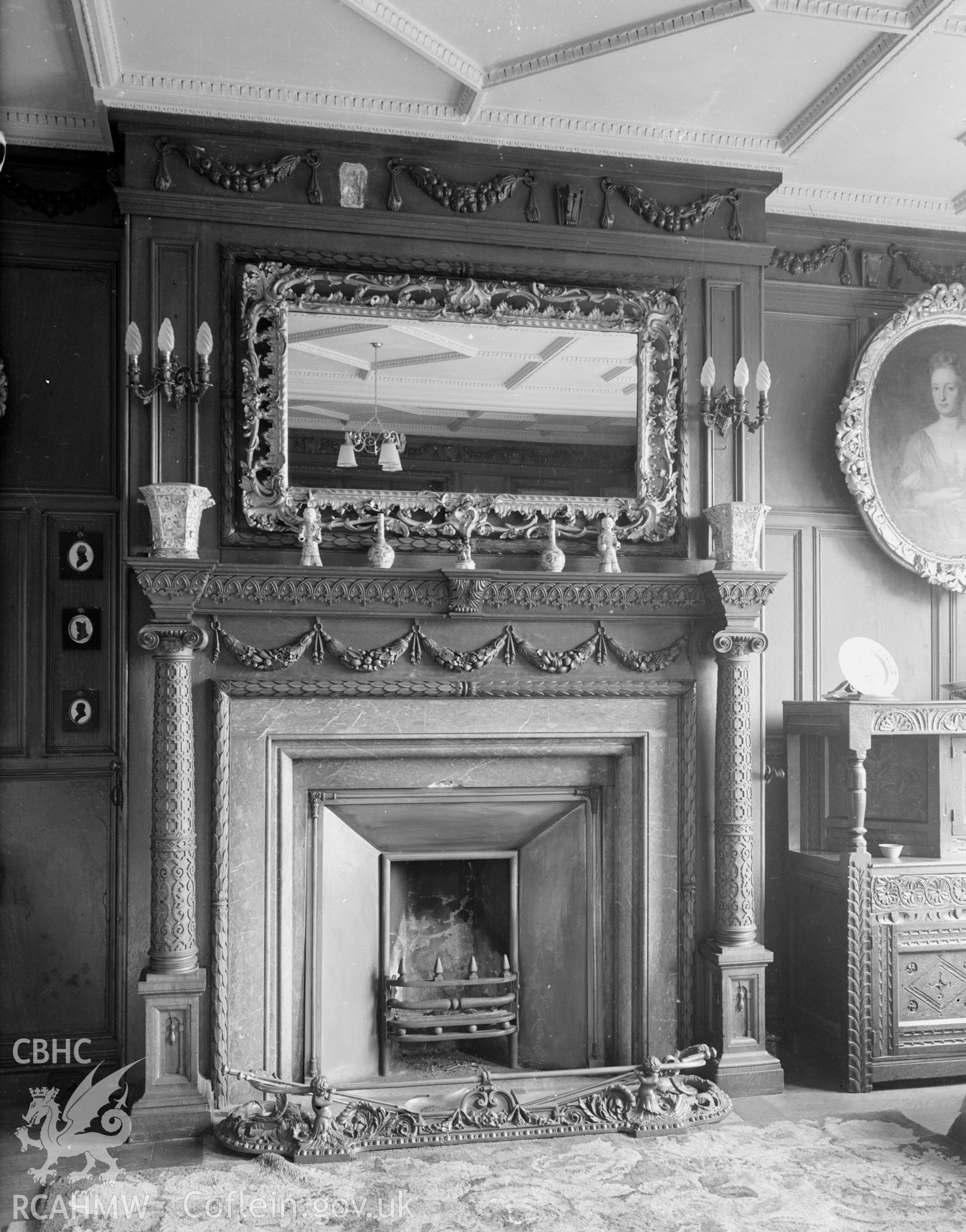 The fireplace is the focal point, the mantles sides are engaged columns.