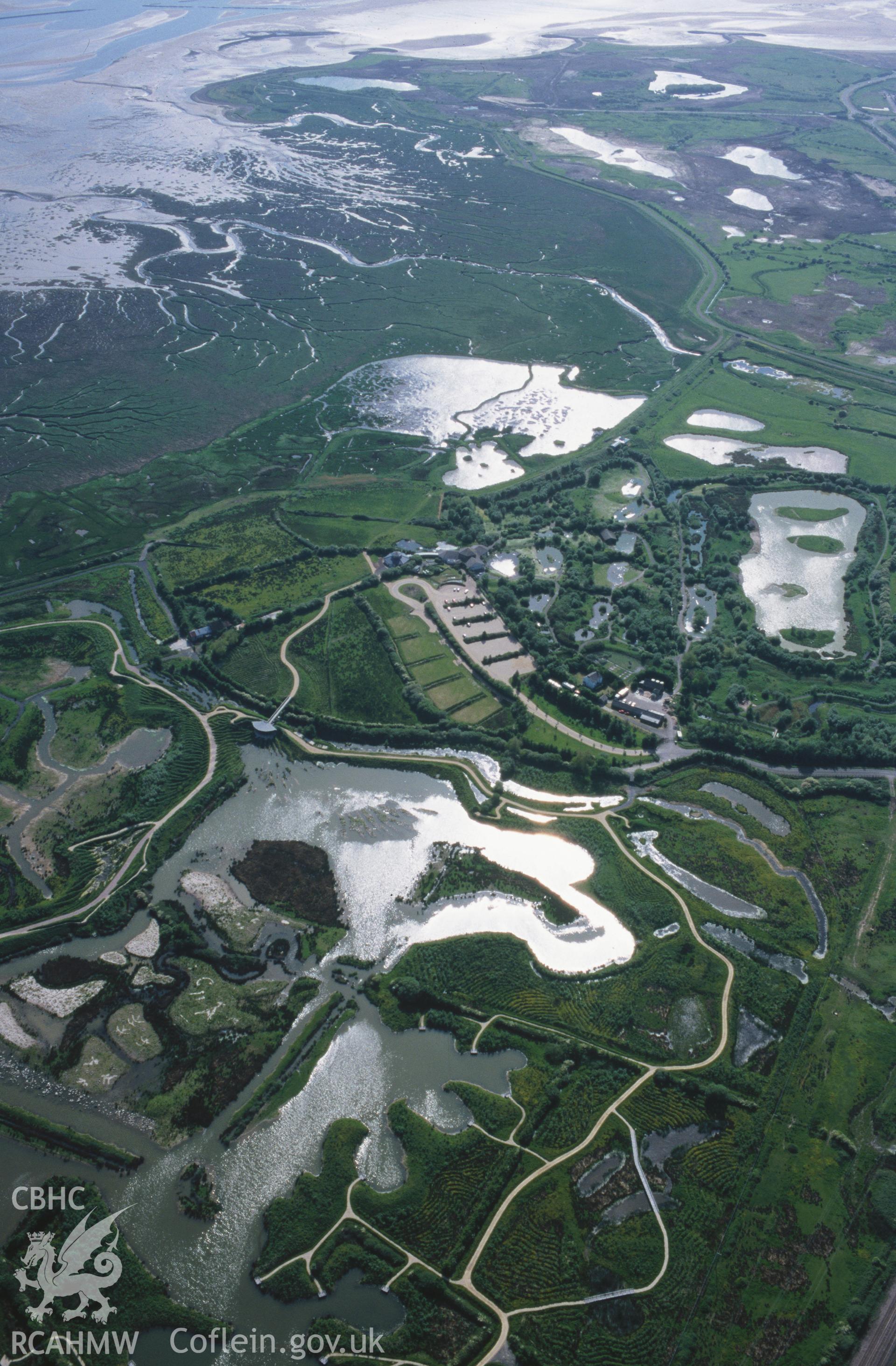 Slide of RCAHMW colour oblique aerial photograph of Millenium Coastal Park, taken by T.G. Driver, 22/5/2000.