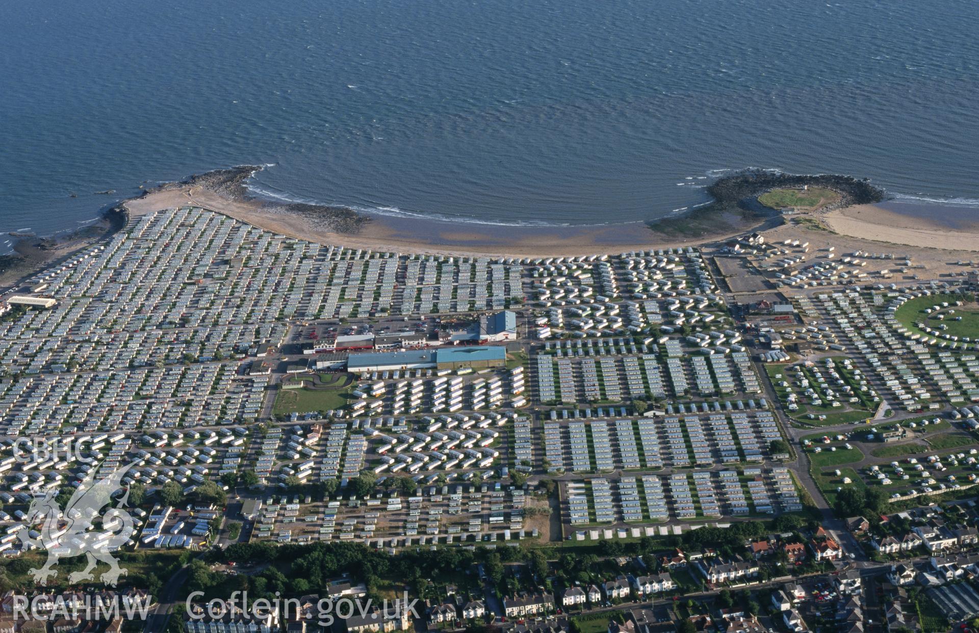 Slide of RCAHMW colour oblique aerial photograph of Trecco Bay Caravan Park, taken by T.G. Driver, 5/8/1998.