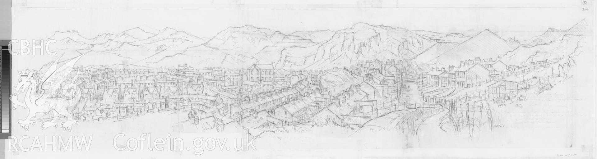 Blaenau from Summer Hilll: original (pencil) drawing.