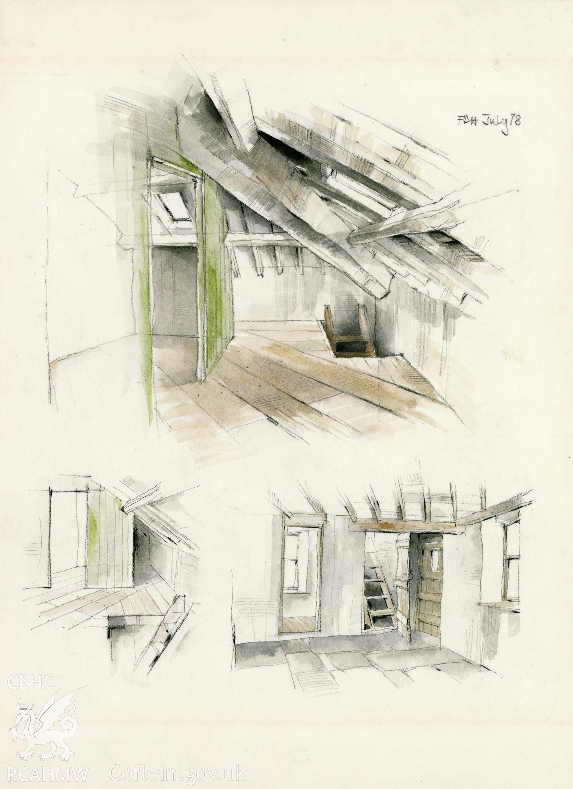 Ty Unicorn - Loft: (pencil and watercolour) drawing.