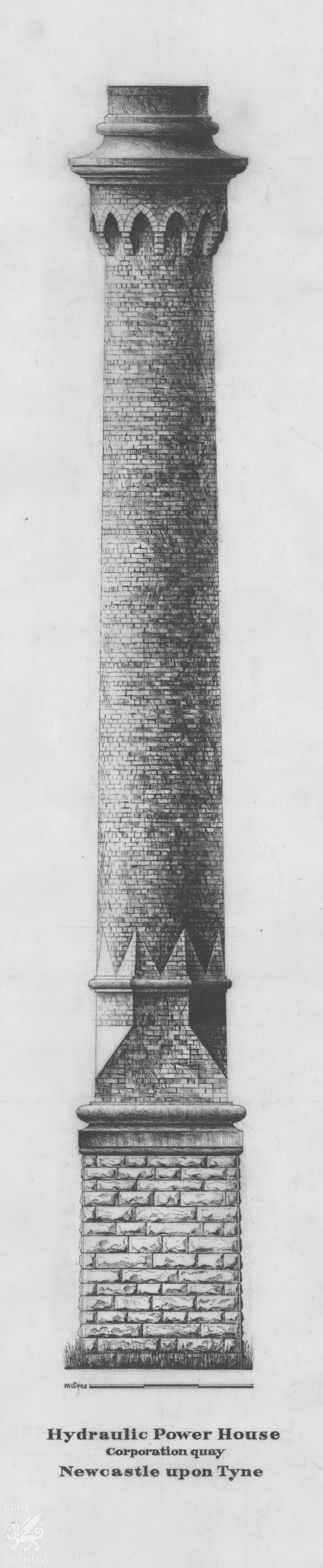 Newcastle Chimney: original (pencil, ink and candlewax) tracing.