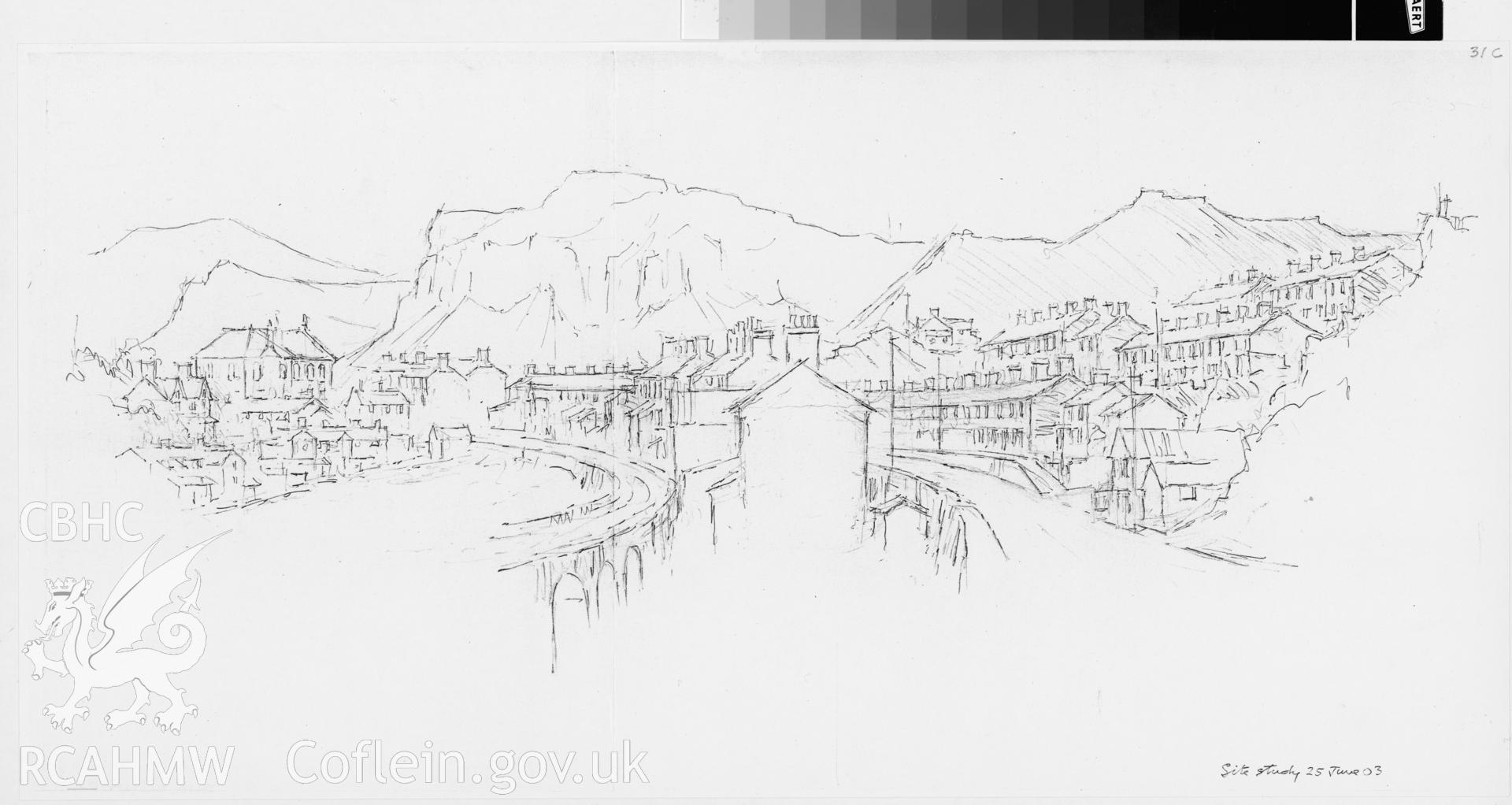 Blaenau from Tabernacl: line print of site sketch.
