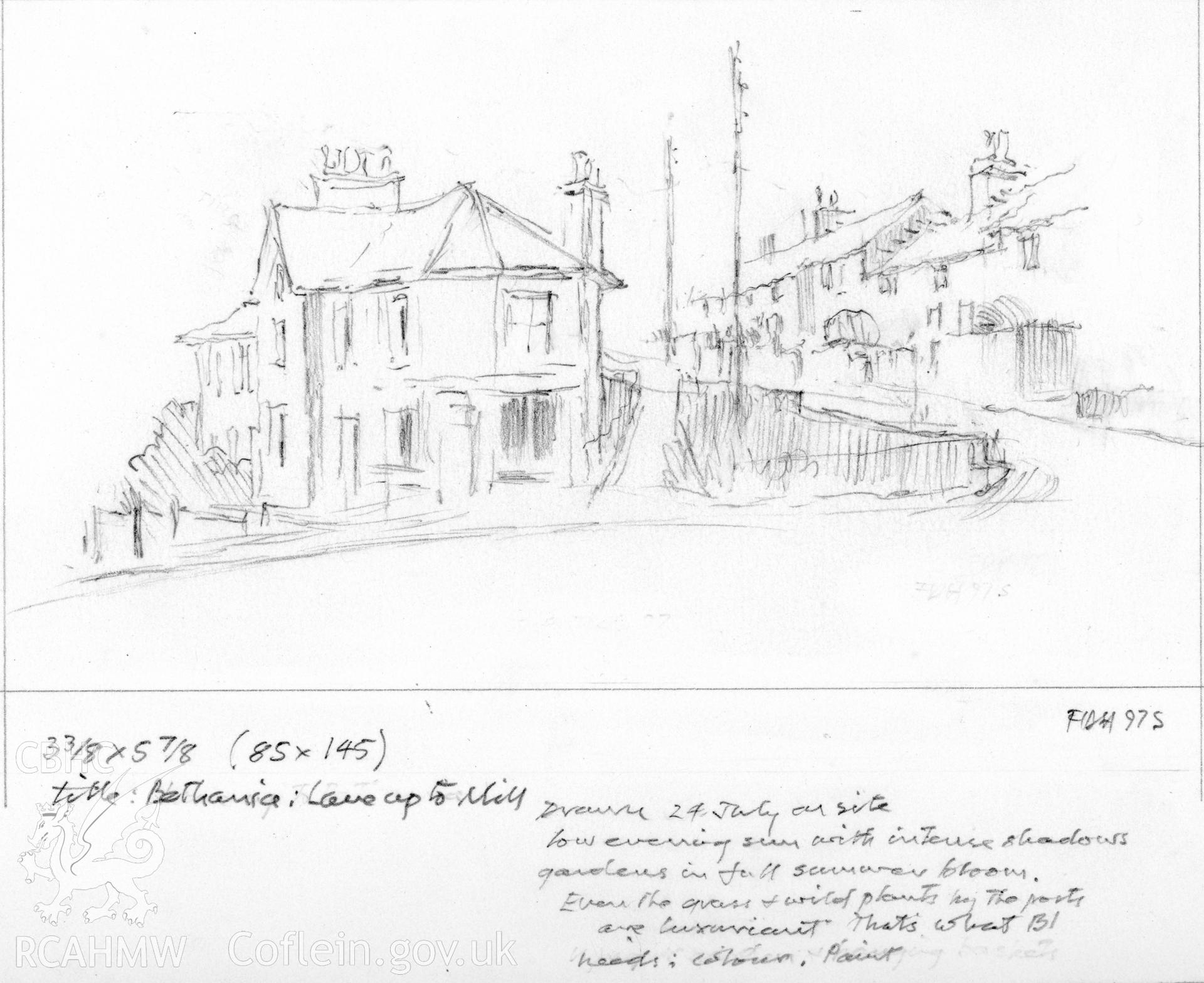 Bethania, Lane up to Mill: (pencil) drawing.