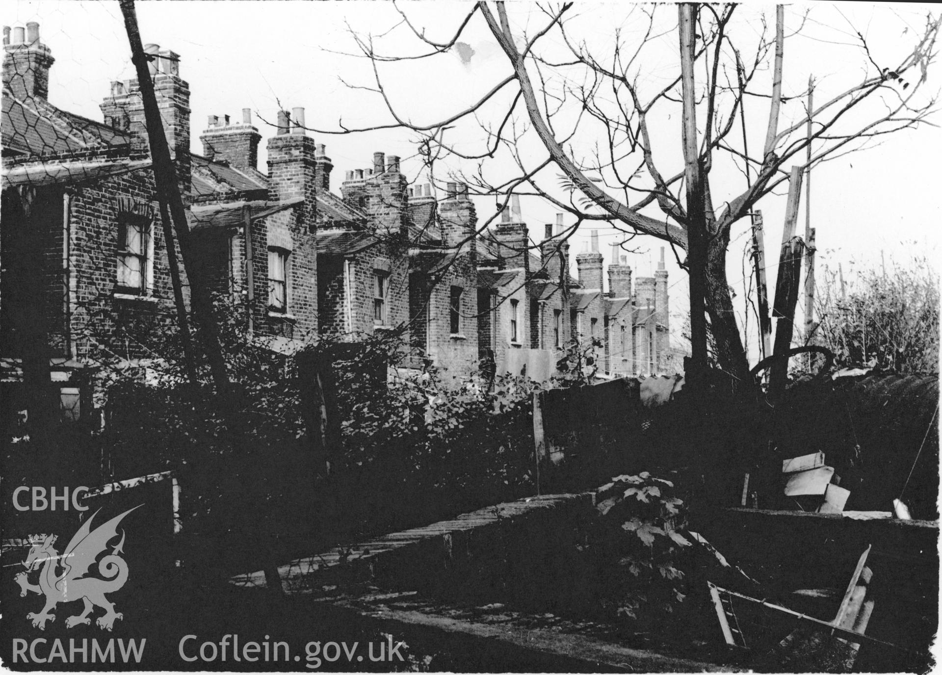 Wandsworth Houses, London - Backs: sepia lithograph and photograph.