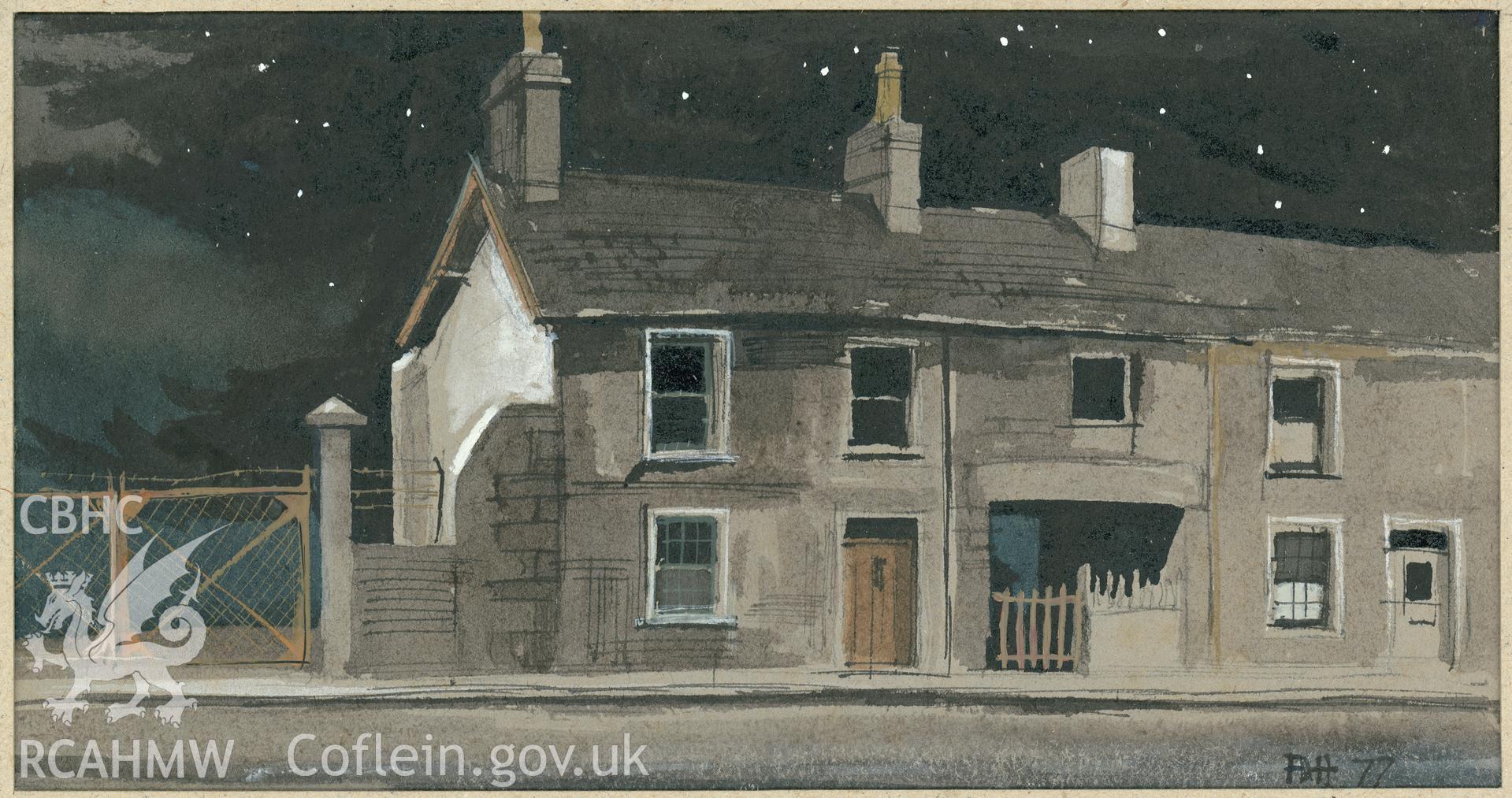 Starry Night, Manod Road: (ink and watercolour) drawing.