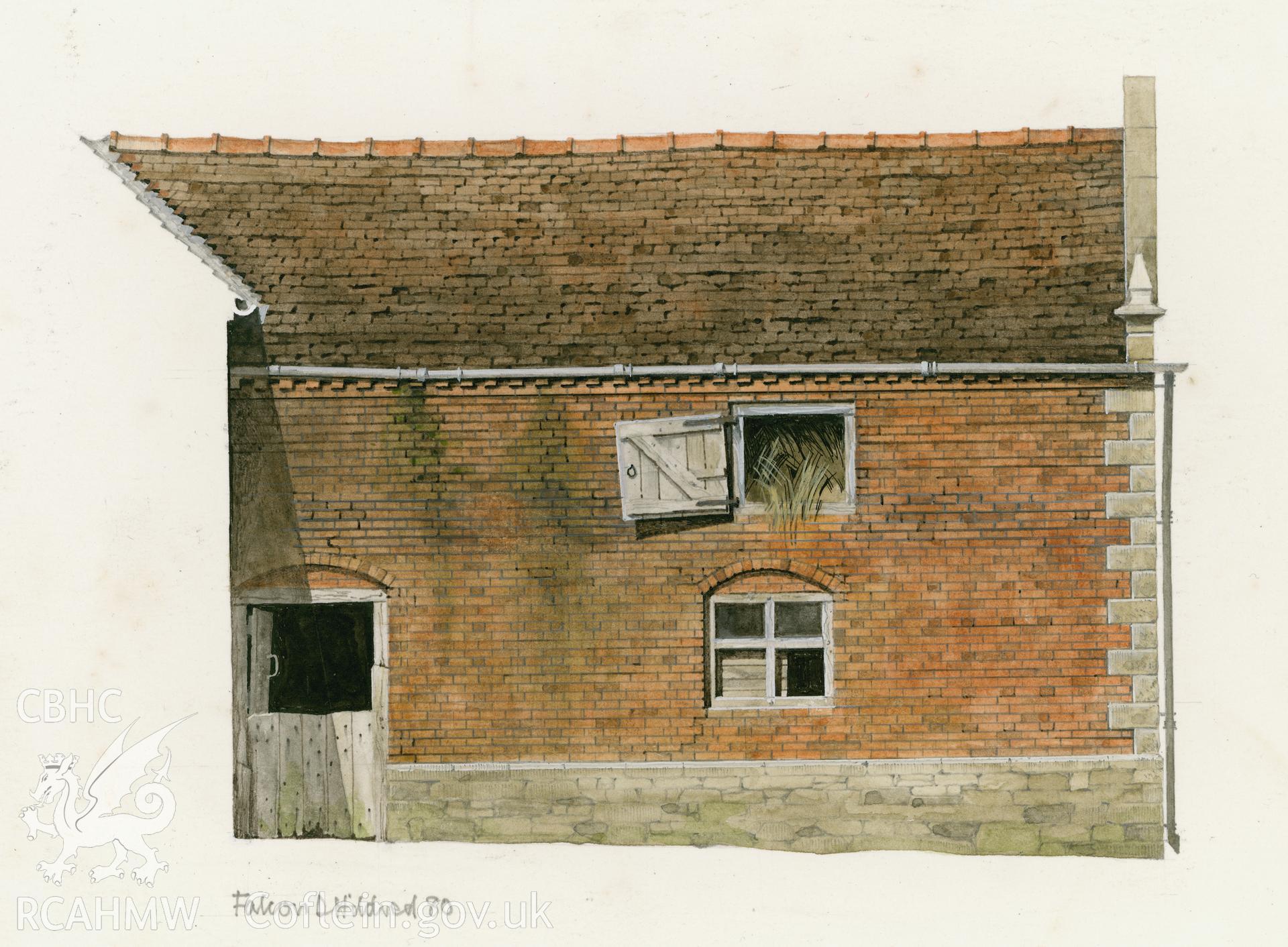 Hayloft at Acton Scott Farming Museum, Shropshire: (pencil, ink and watercolour) drawing.