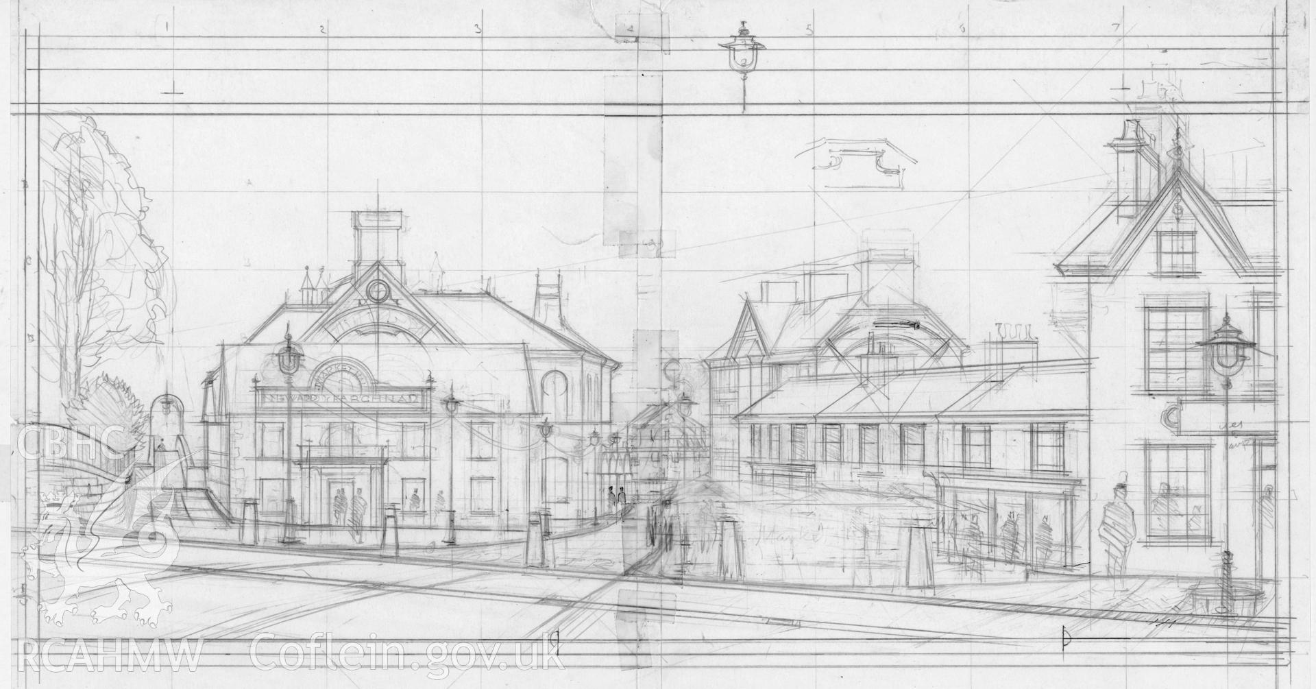Market Hall and Square, Blaenau: preliminary restoration drawing.