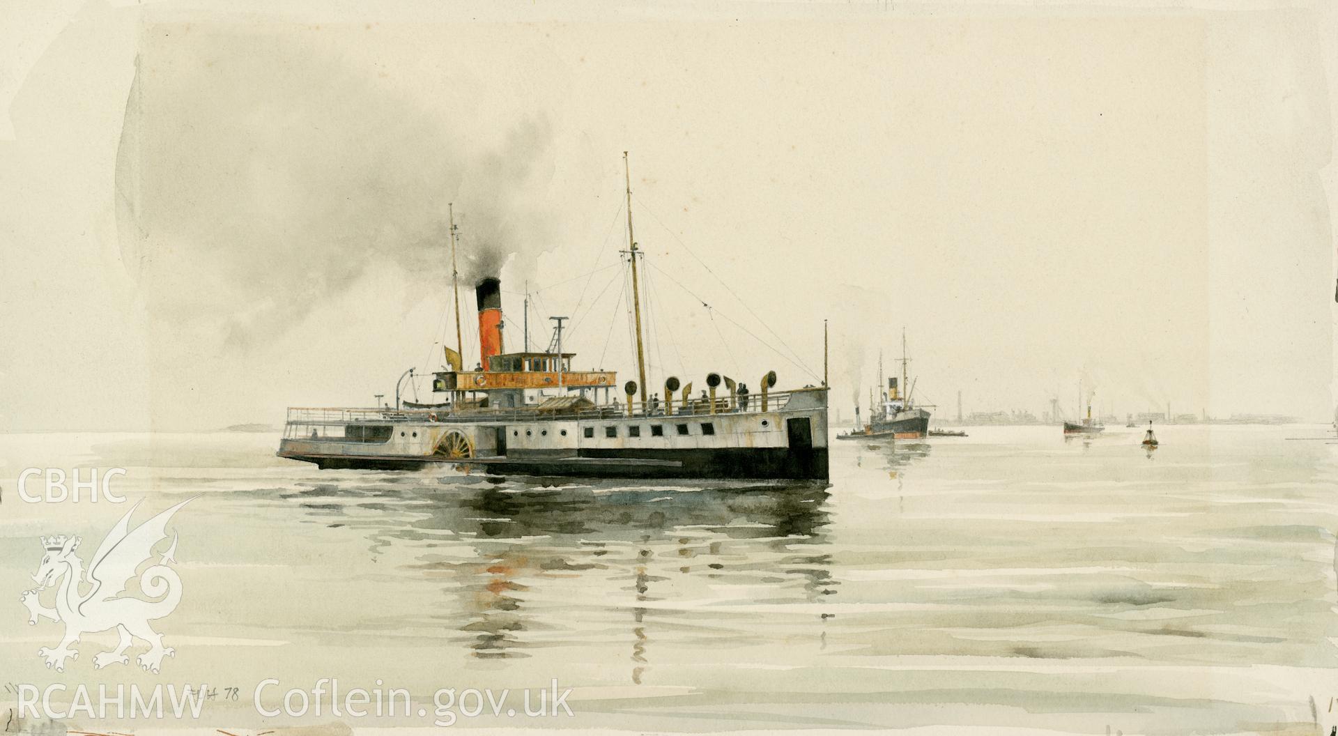 Humber Ferry, Hull: (pencil and watercolour) drawing.