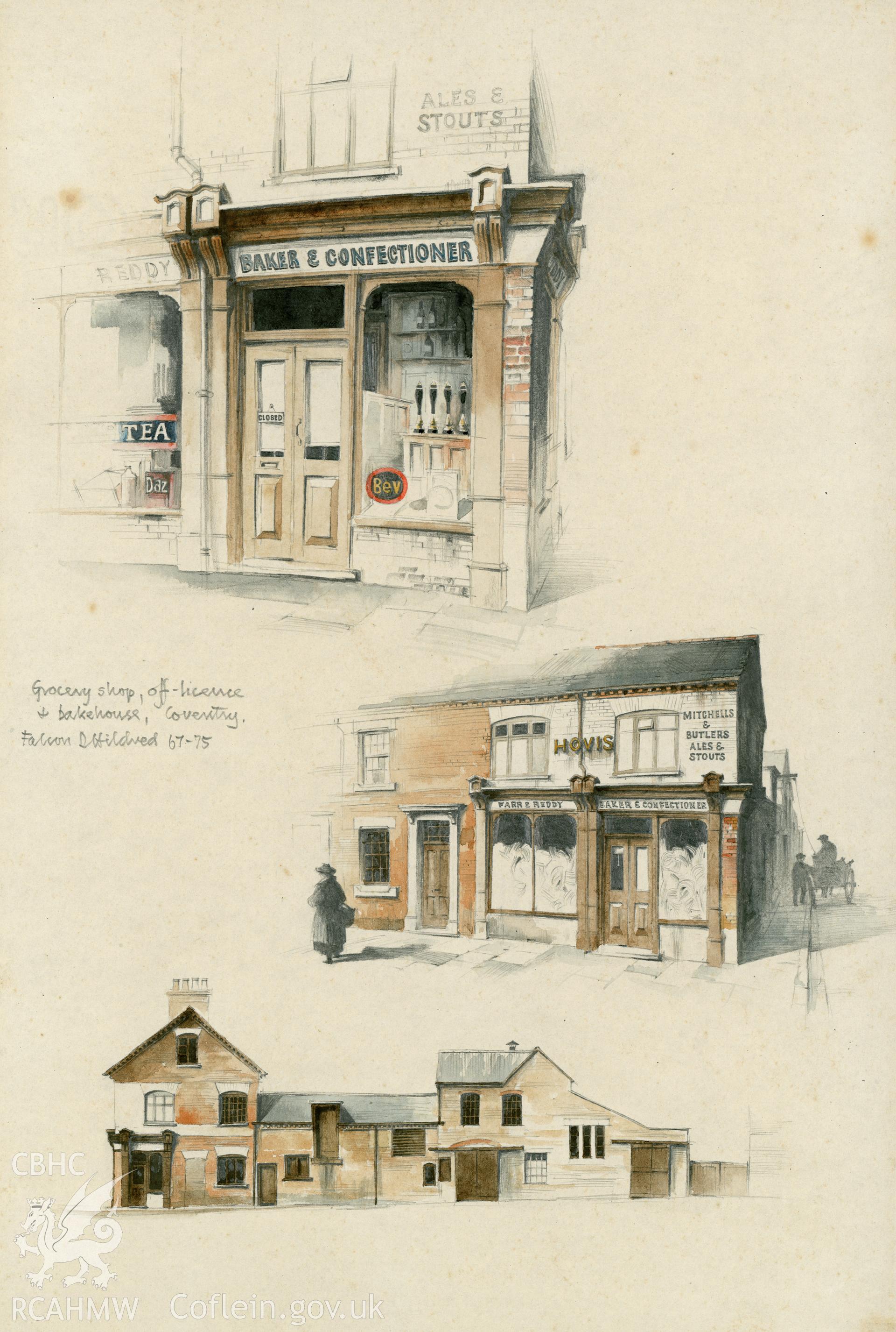 Farr & Reddy, Coventry: (pencil and watercolour) drawing.