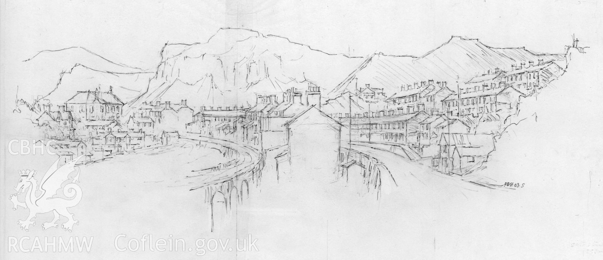 Blaenau from Tabernacl: (pencil) site sketch.