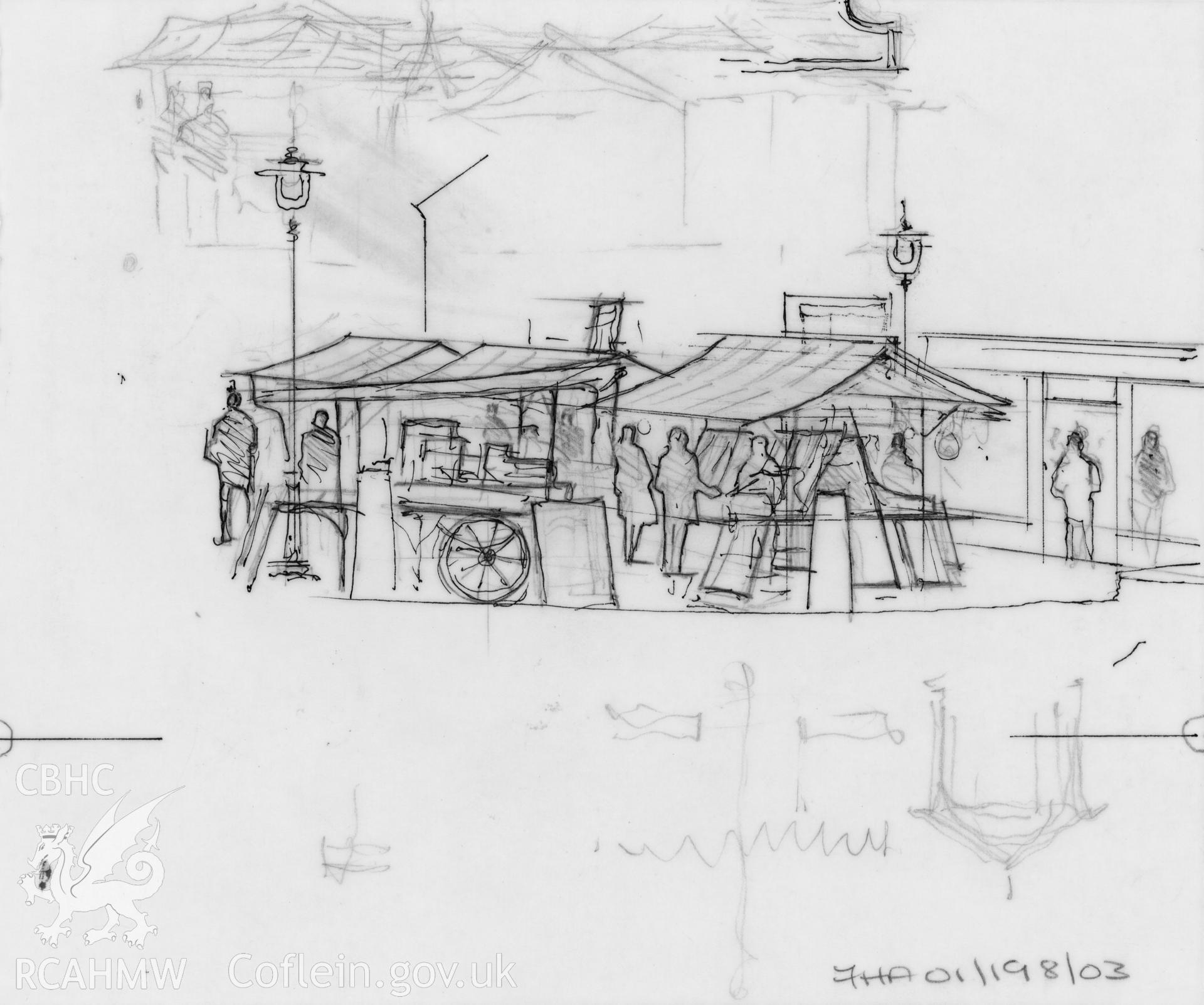 Market Hall and Square, Blaenau: preliminary restoration drawing.
