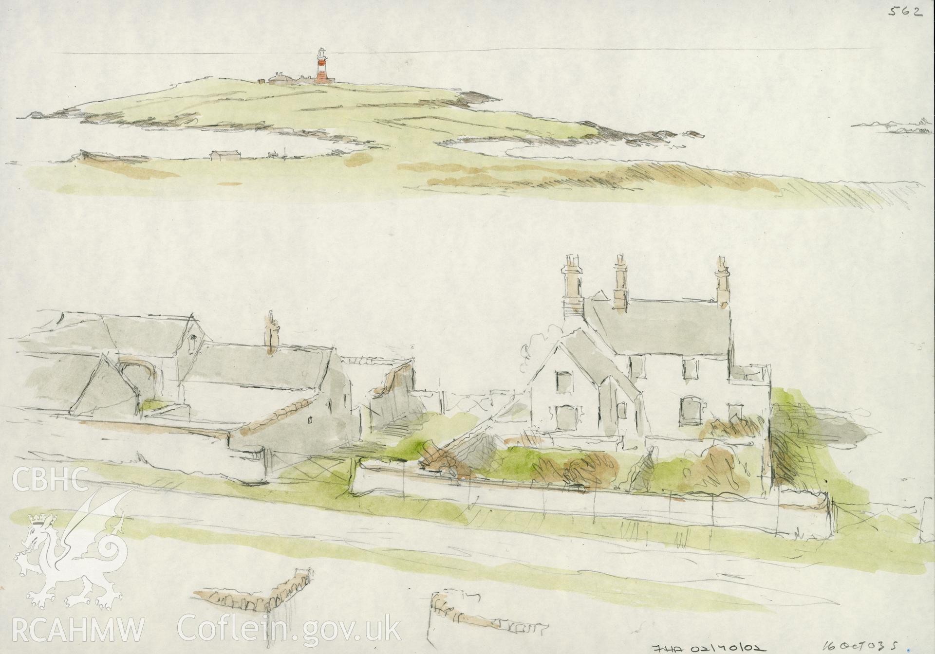 Ynys Enlli: (pencil and watercolour) site study.