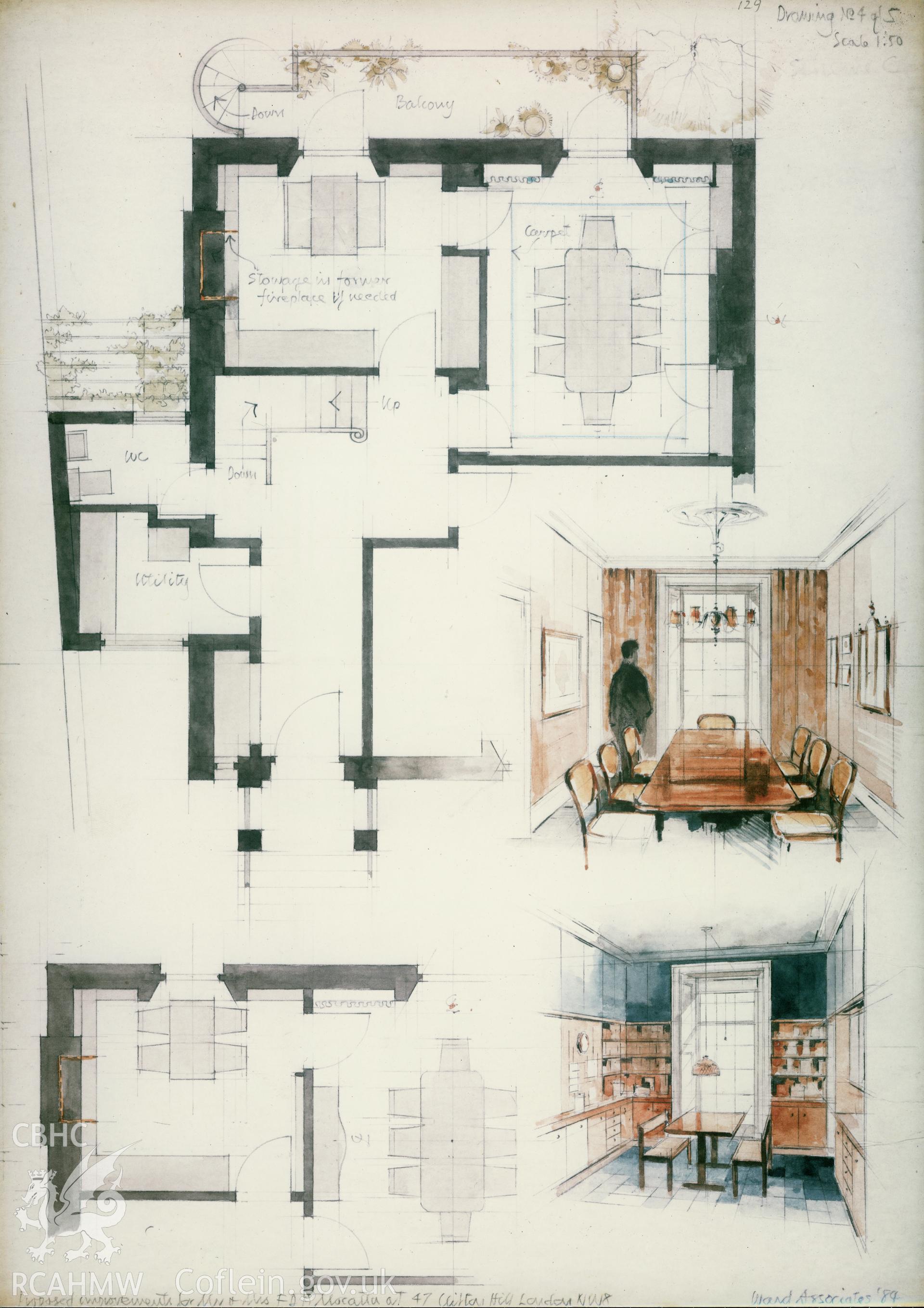 Design Work - Improvements to Houses in Clifton Hill, London: colour copies of originals.
