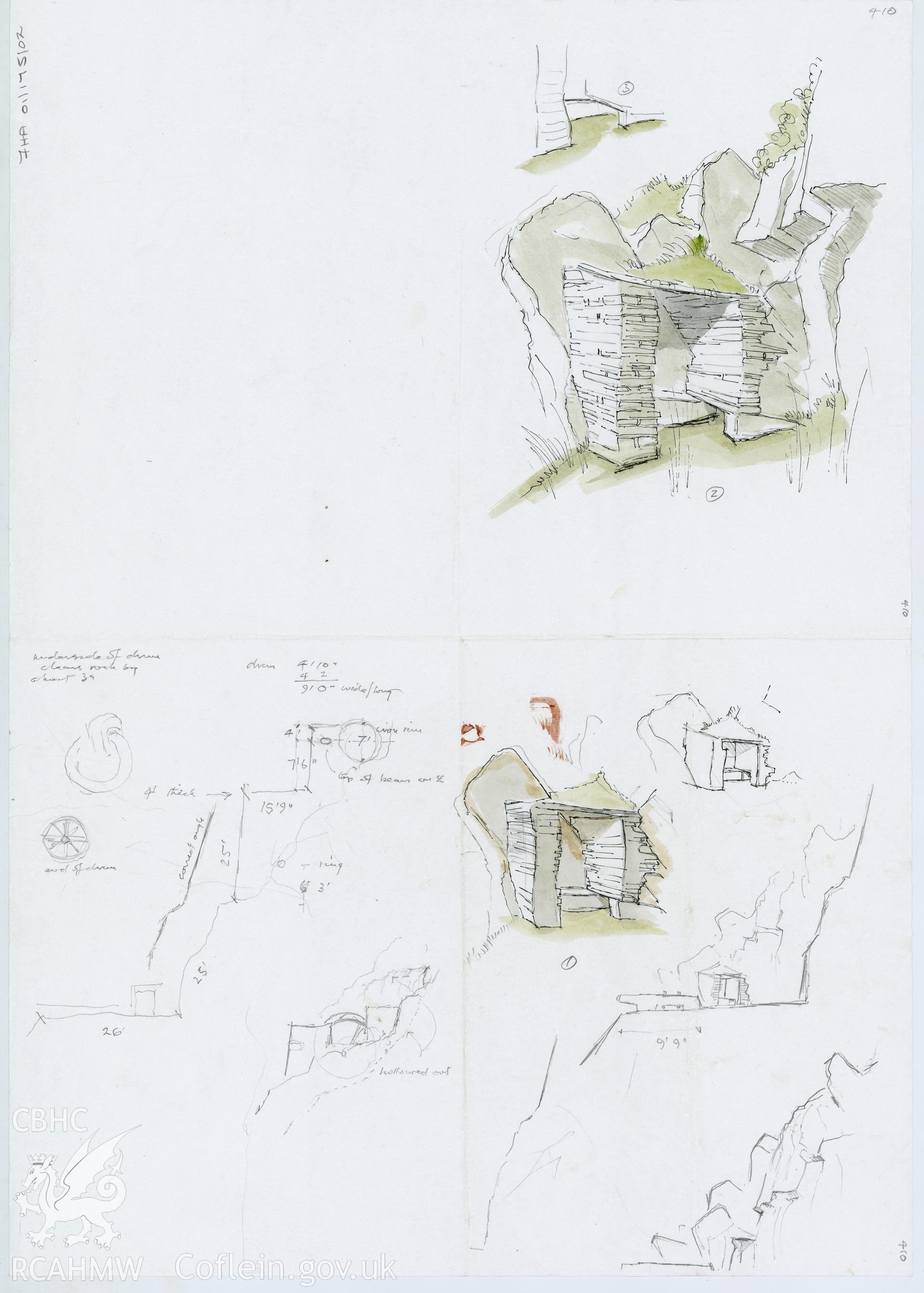 Rhosydd Drumhouse to Croesor Incline: colour draft section.
