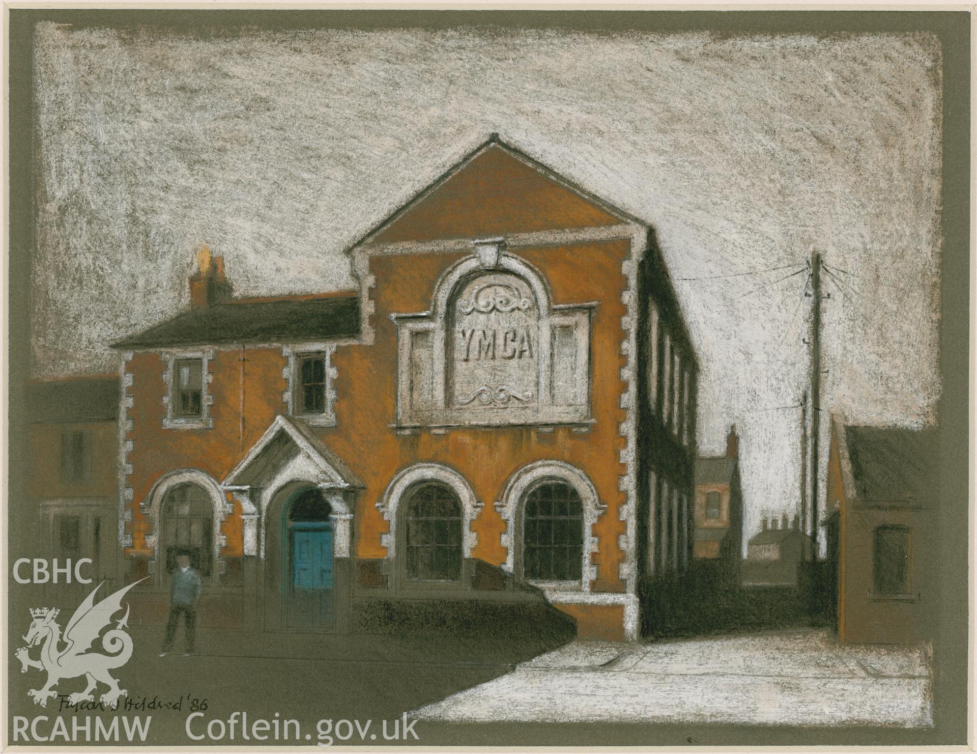 Digital copy of Grangetown YMCA, Cardiff: (chalk) drawing.