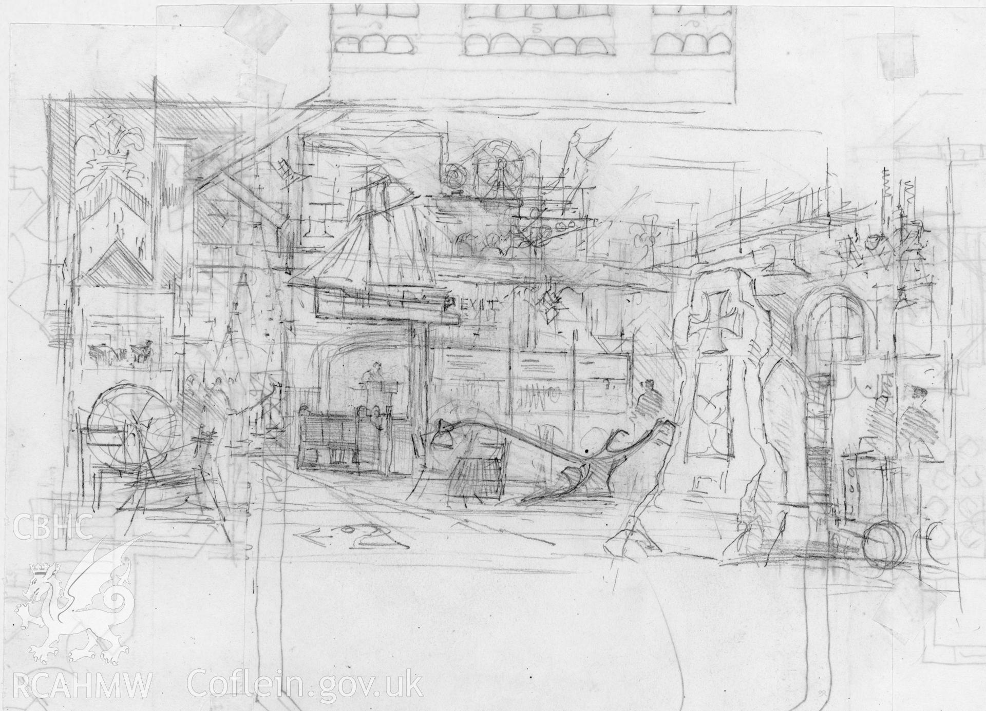 Market Hall and Square, Blaenau: preliminary restoration drawing.