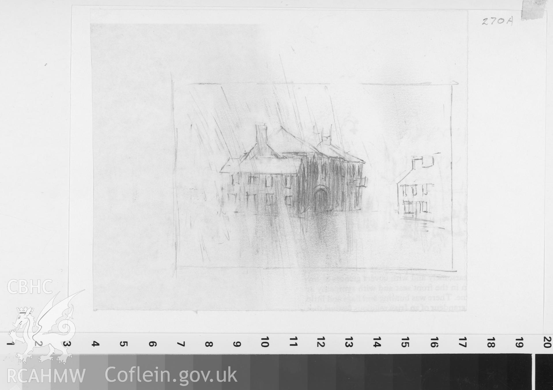 Market Hall - Forlorn: (pencil and watercolour) preliminary drawing.