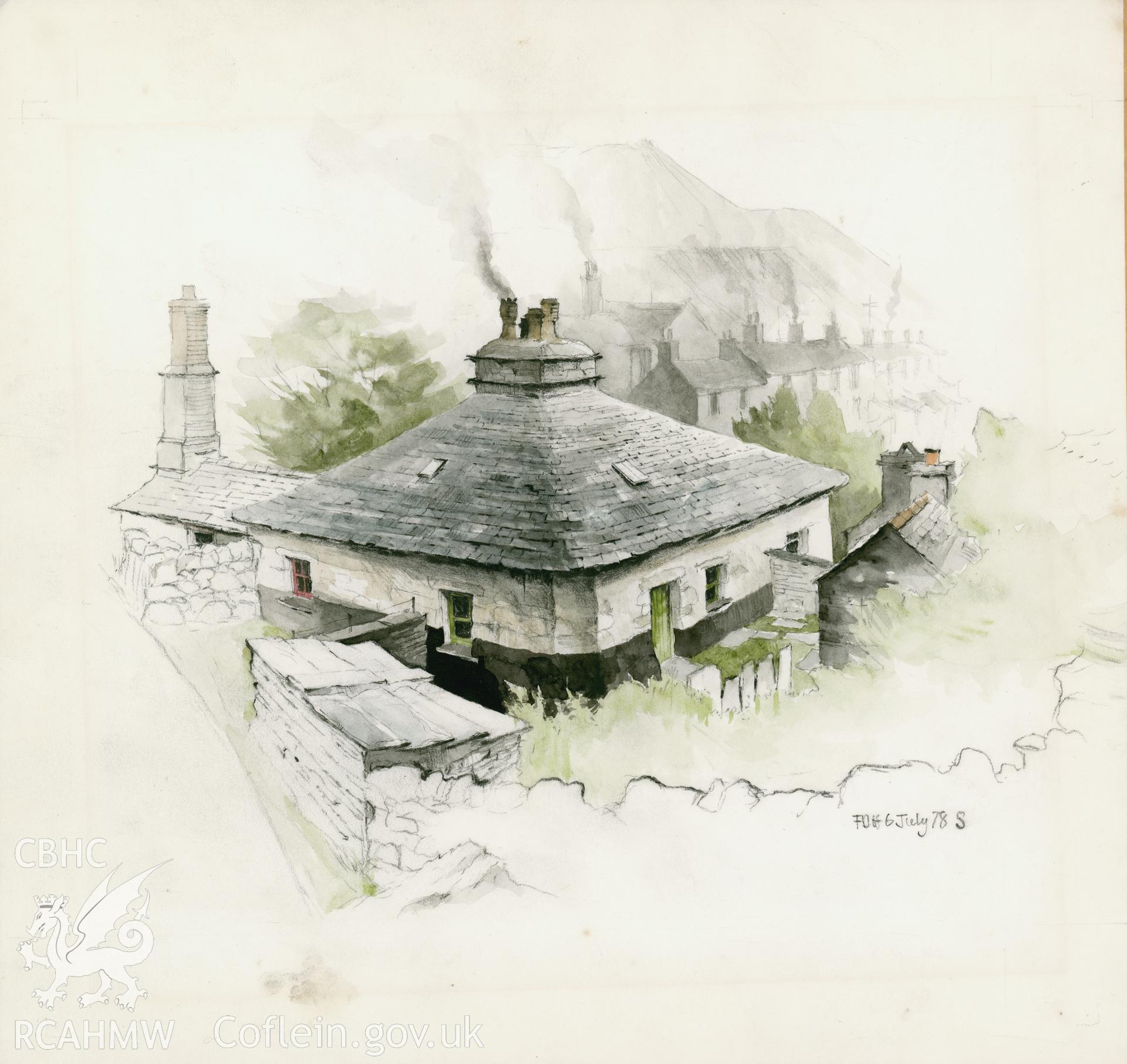 Ty Unicorn - View from rear: (pencil and watercolour) drawing.