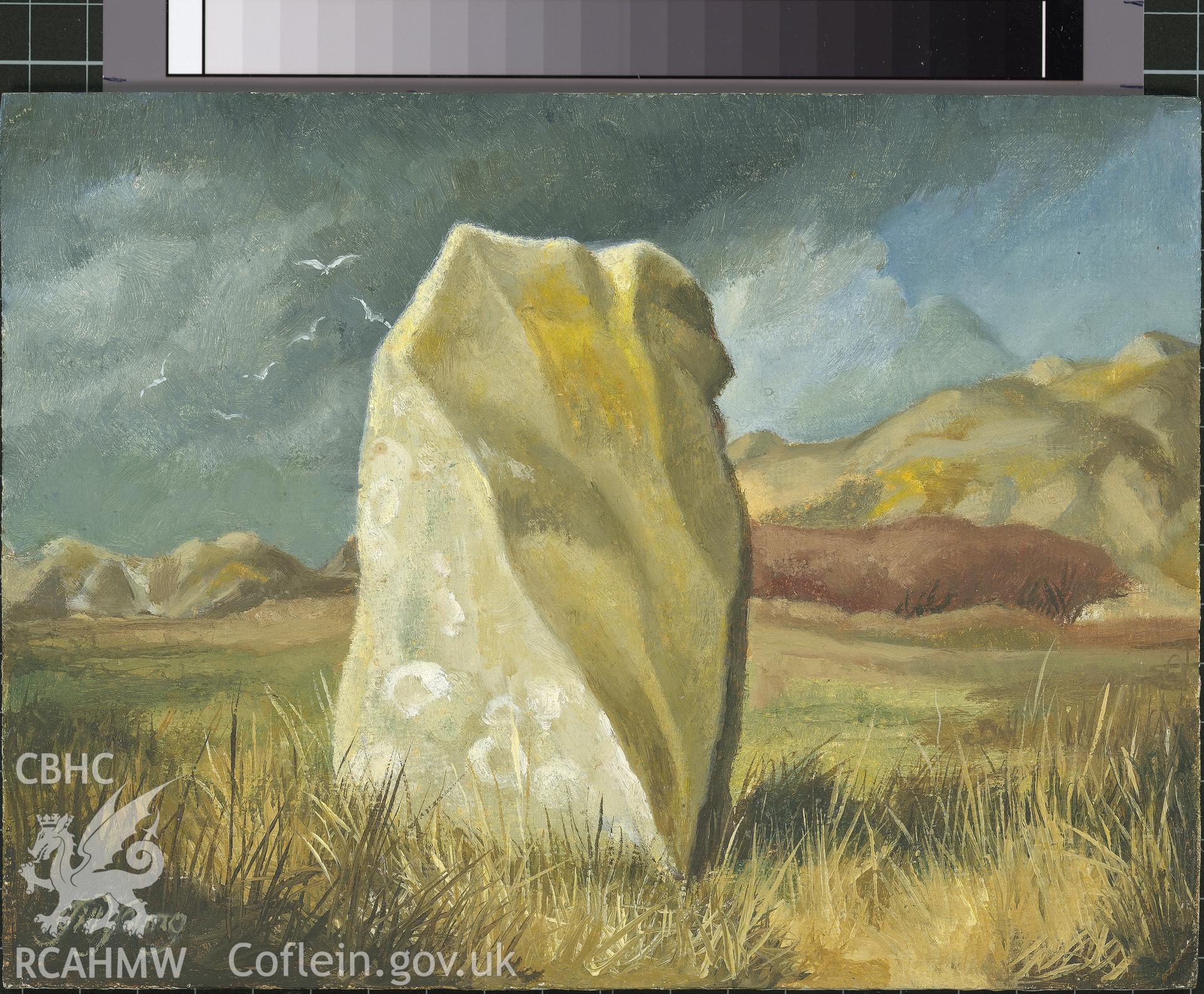 Digital copy of 5" x 8" oil painting of Ladies Gate, Llanwnda,  from an original painted by Mrs J.C. Young.