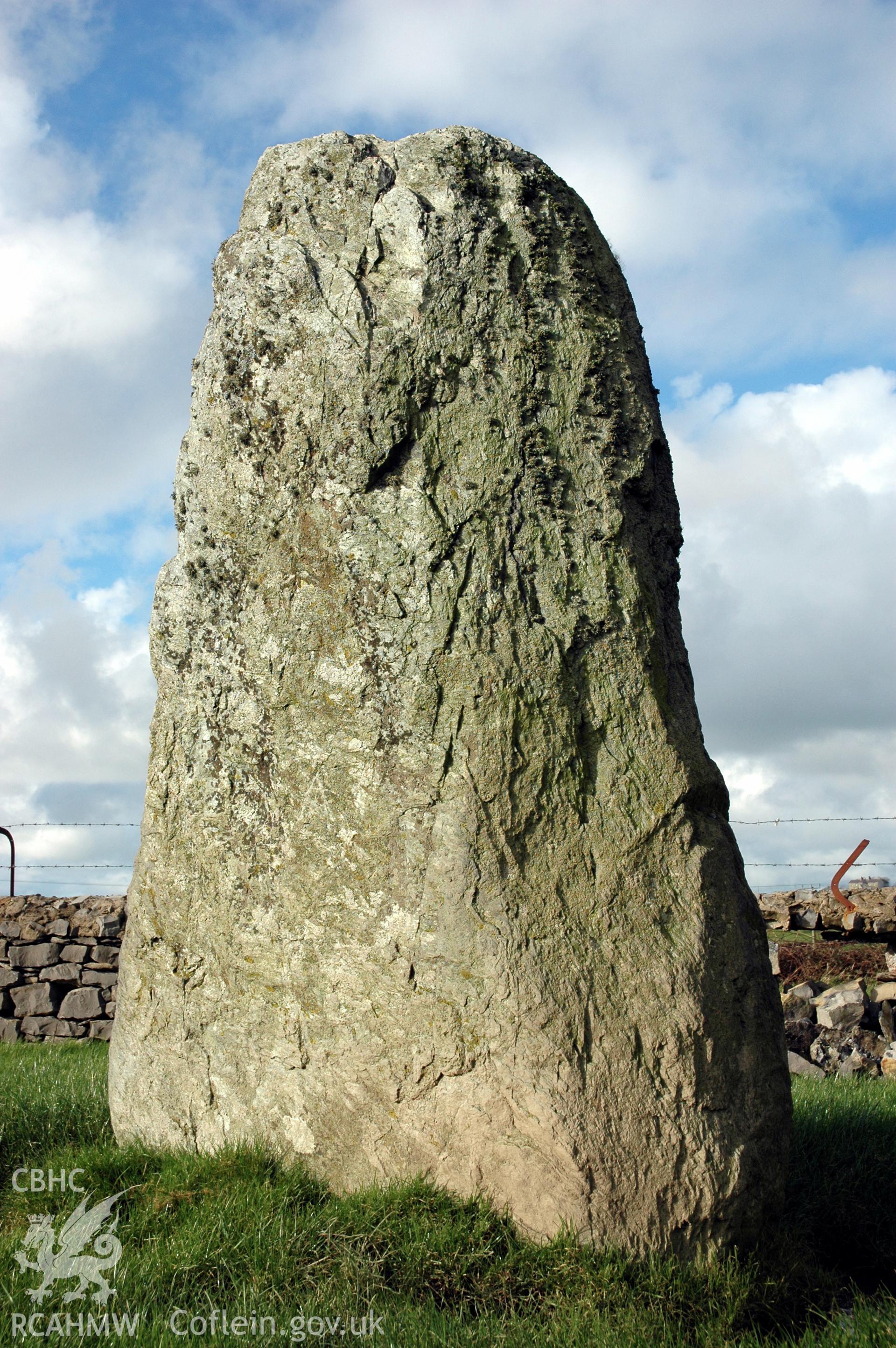 Llanfaethlu Standing Stone from east.
