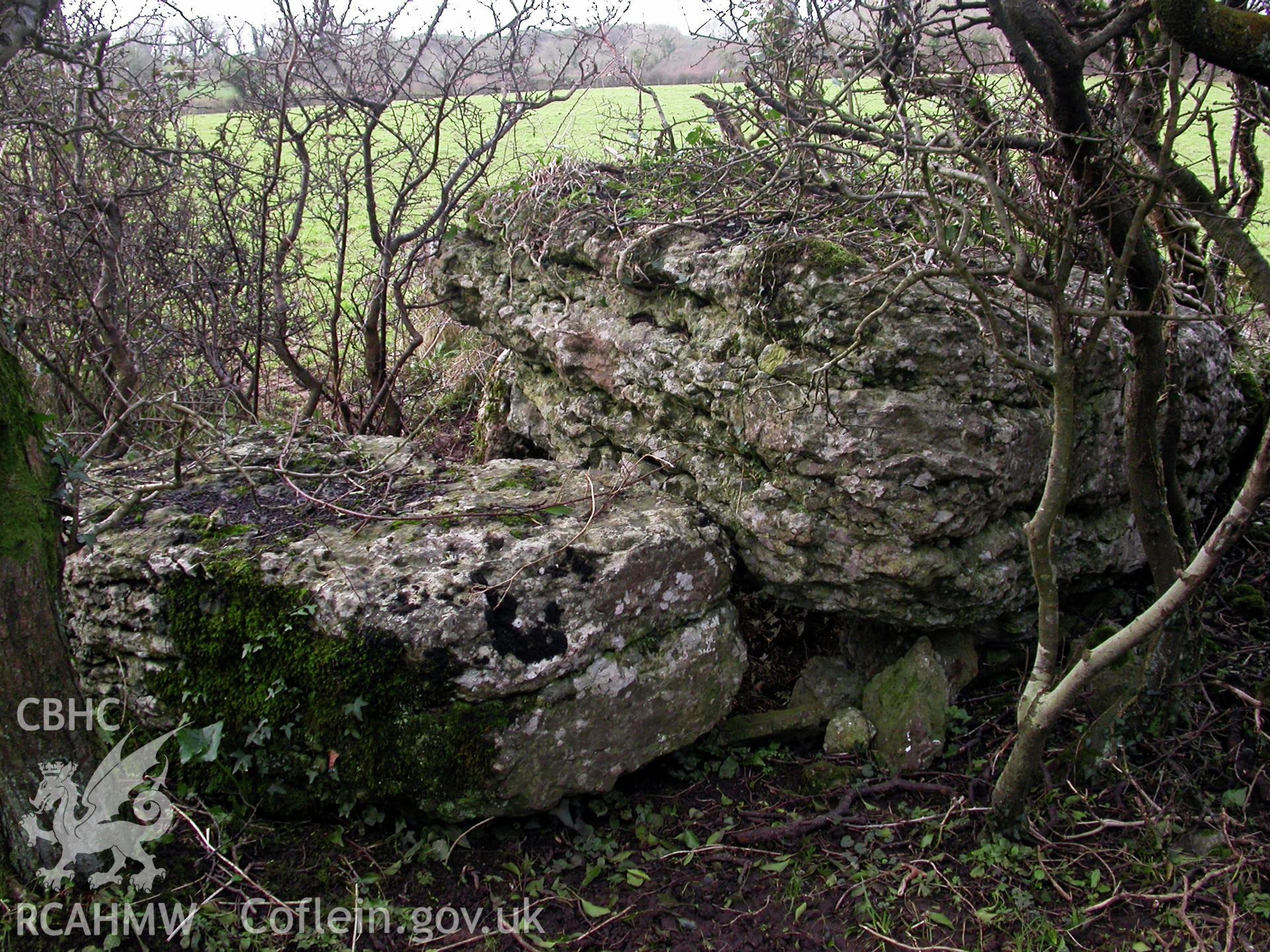 Coed-y-Glyn Burial chamber, goosehouse from north.