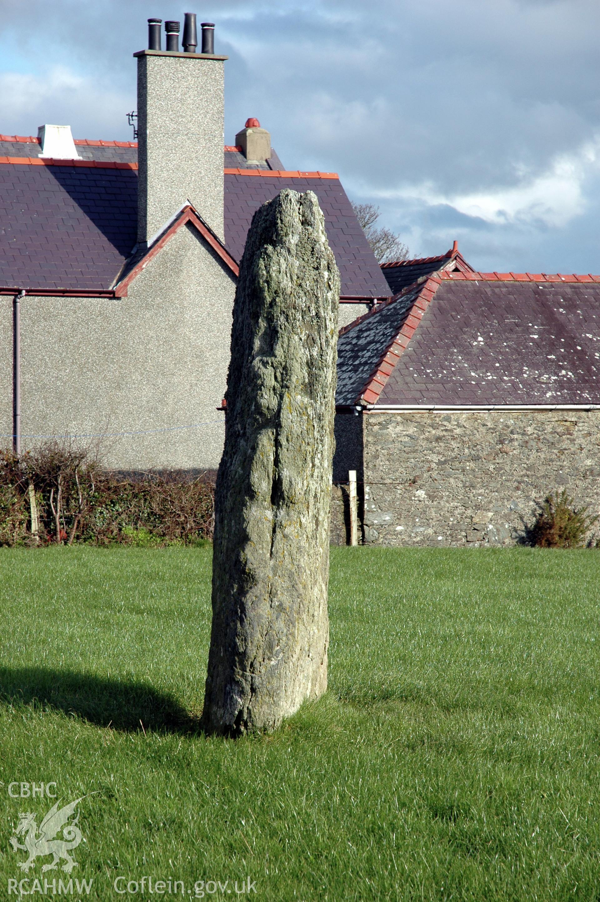 Llanfaethlu Standing Stone from south-west.