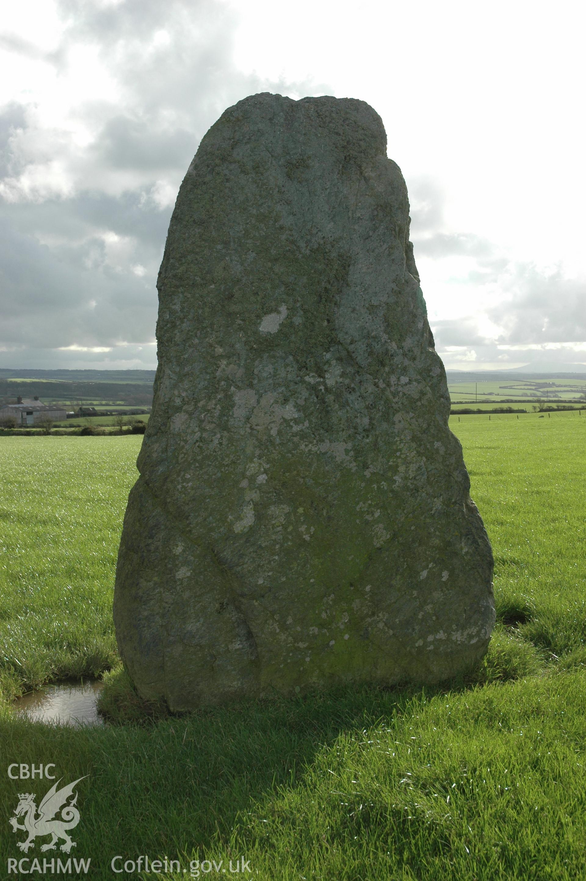 Llanfaethlu Standing Stone from north-west.